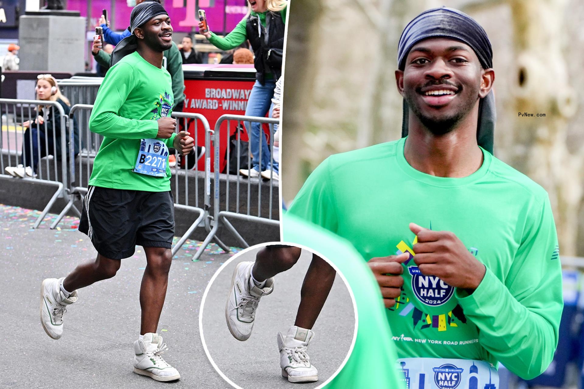 Lil Nas X runs NYC Half Marathon in Coach high-top sneakers because he doesn’t own running shoes
