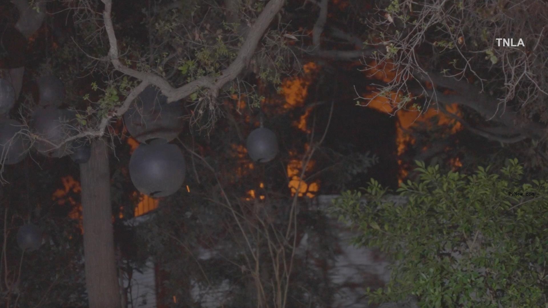A house on fire.