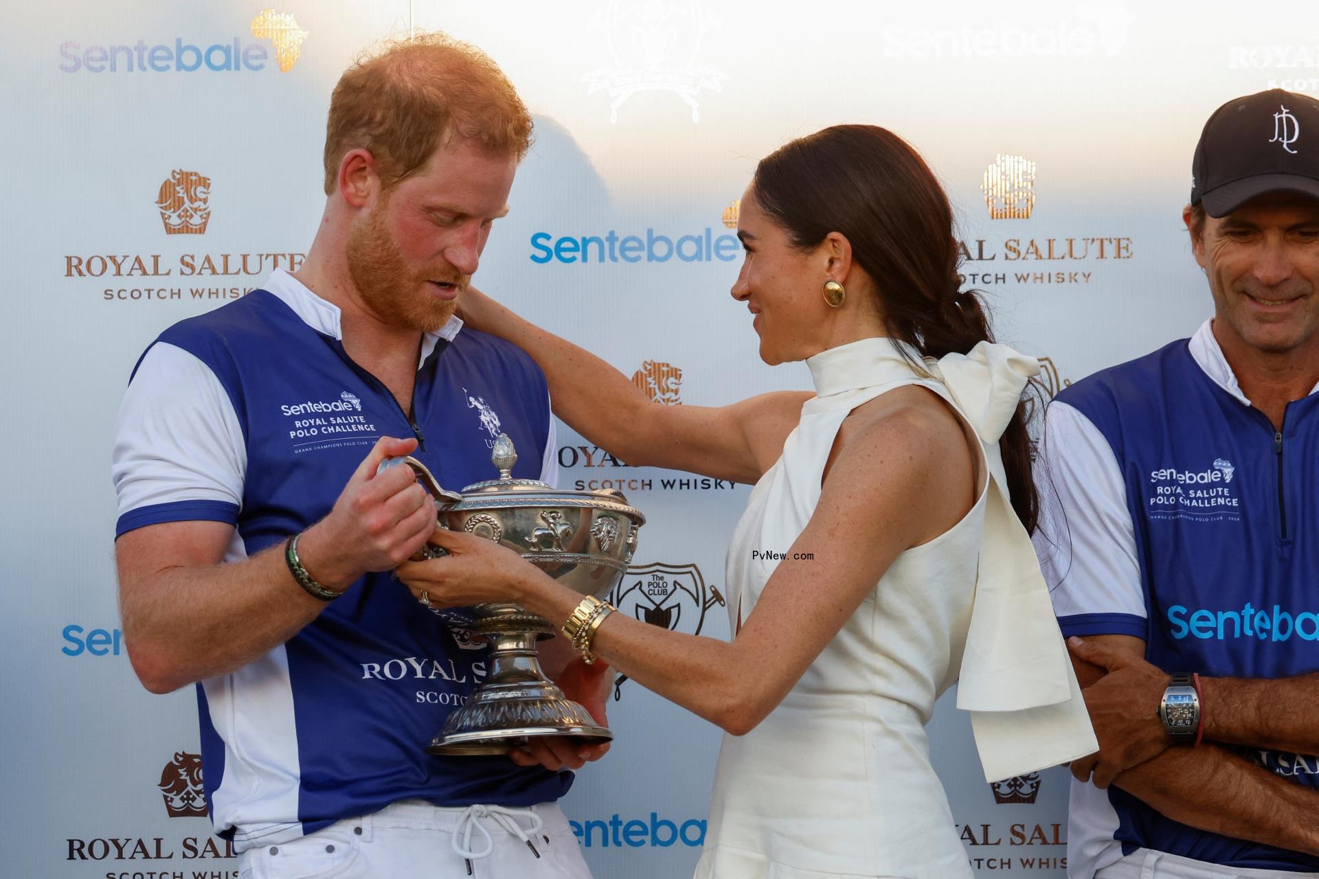 Prince Harry and Meghan Markle celebrate his win at a polo match for charity in April 2024