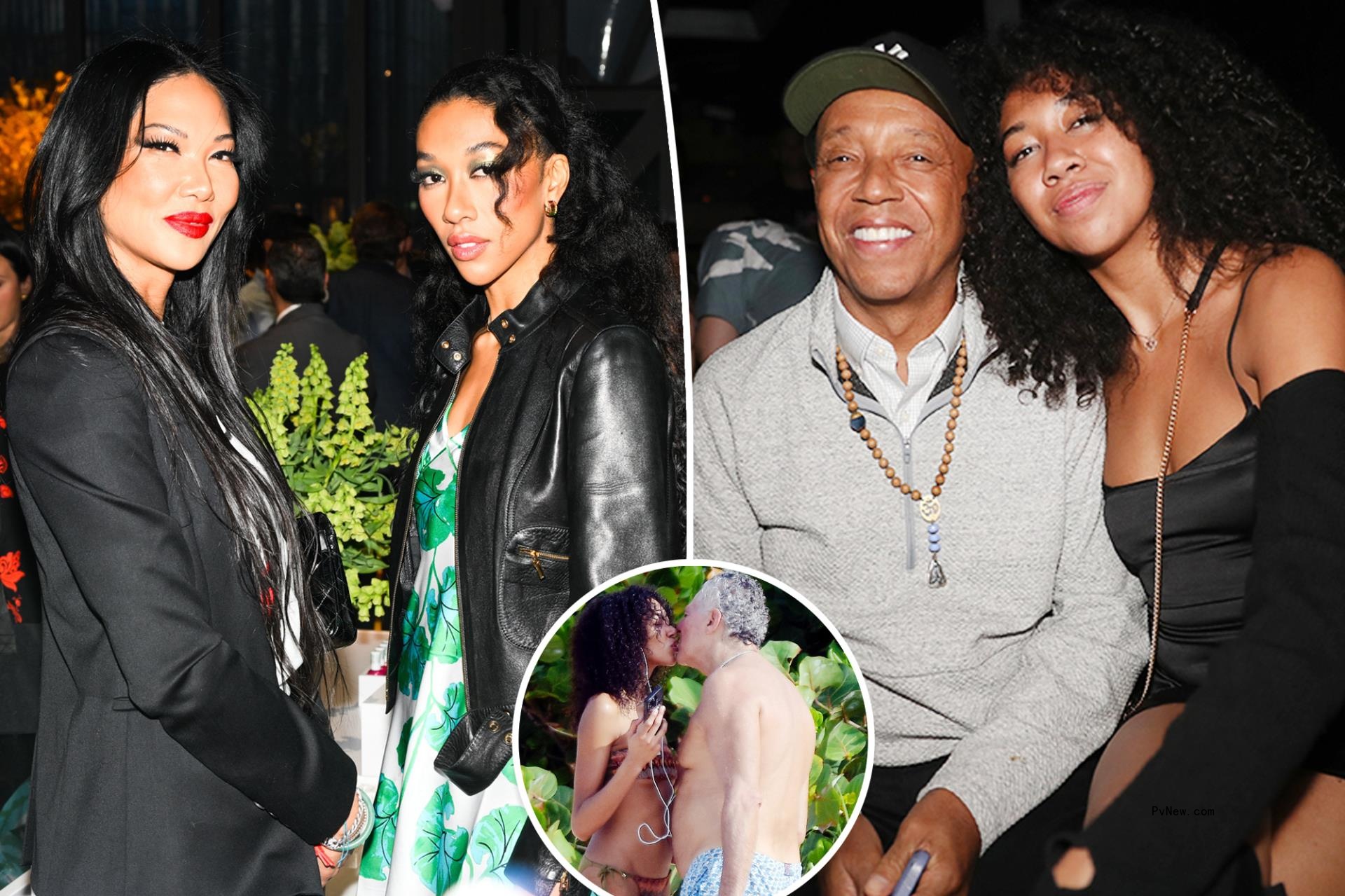 Aoki Lee Simmons, Kimora Lee Simmons, Russell Simmons and a Vittorio Assaf inset