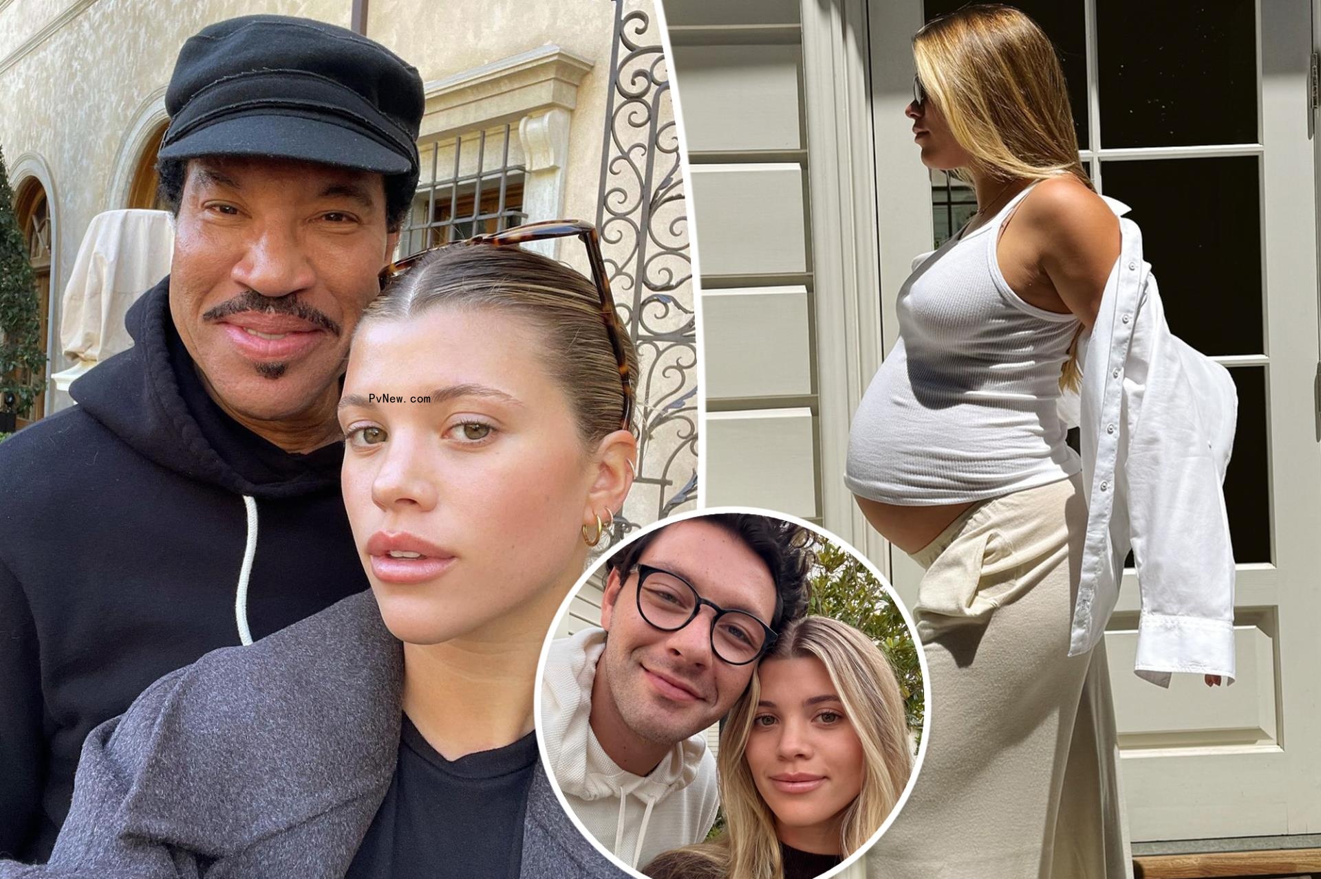Lio<i></i>nel Richie and Sofia Richie with an inset of her and Elliot Grainge.
