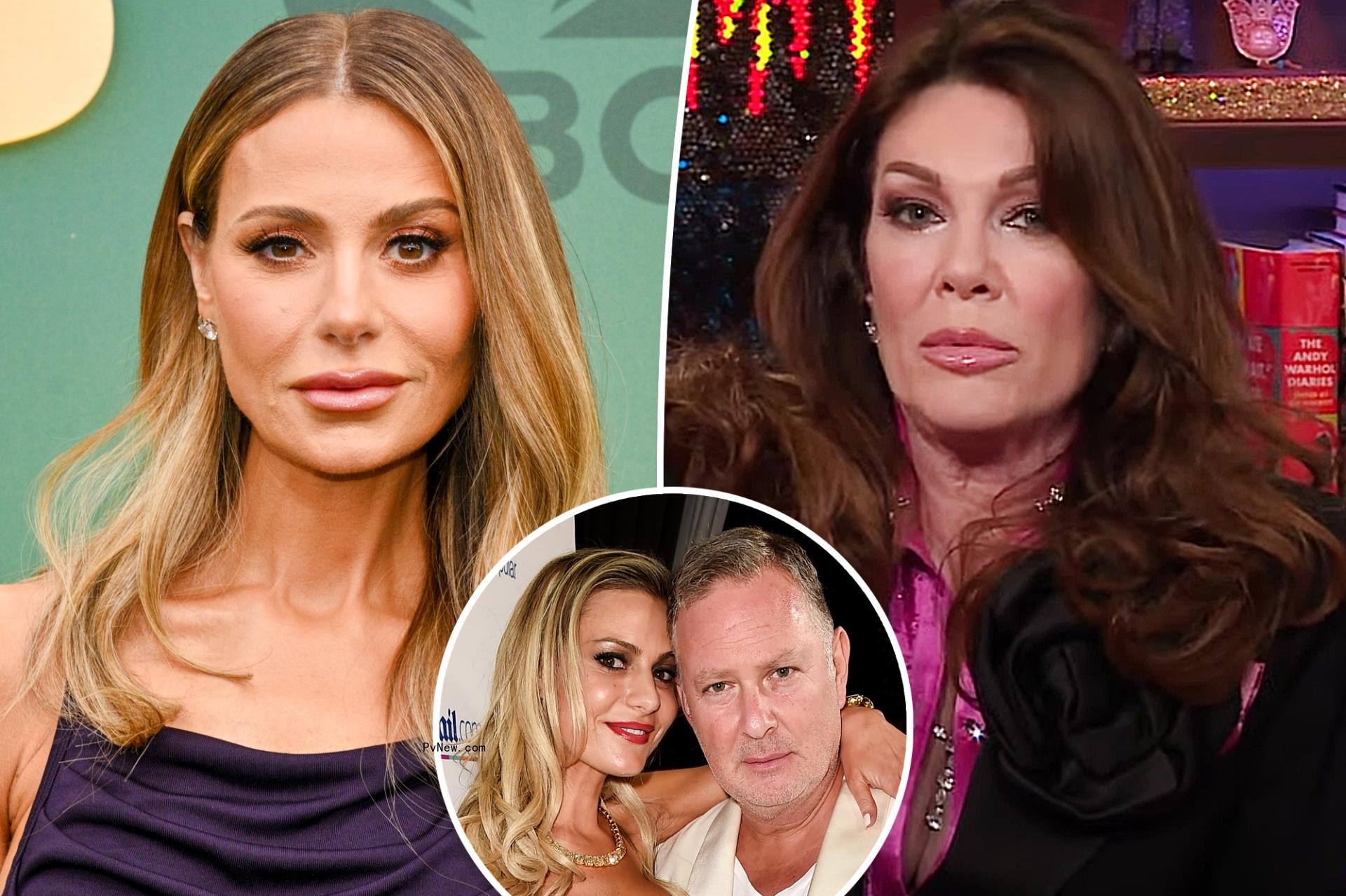 A split photo of Dorit Kemsley and Lisa Vanderpump and a small photo of Dorit Kemsley with Paul 