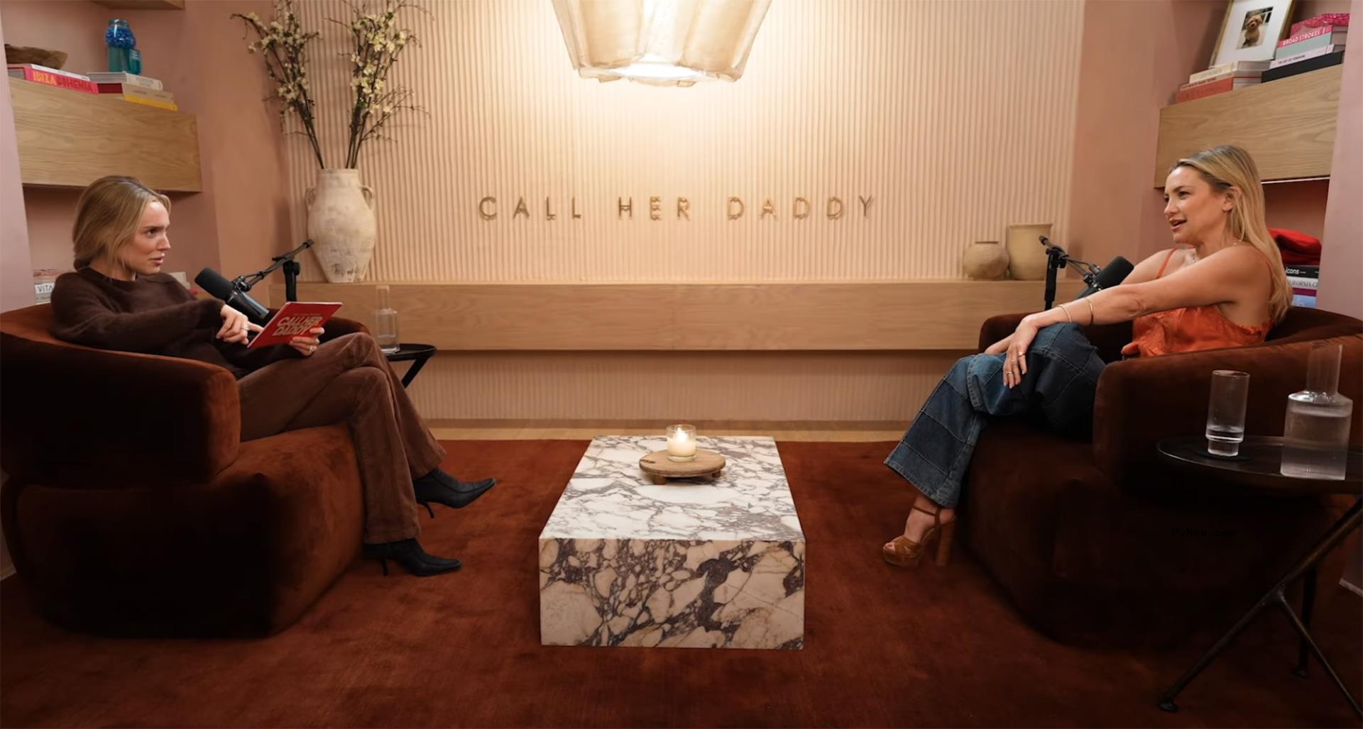 Kate Hudson and ALex Cooper talking