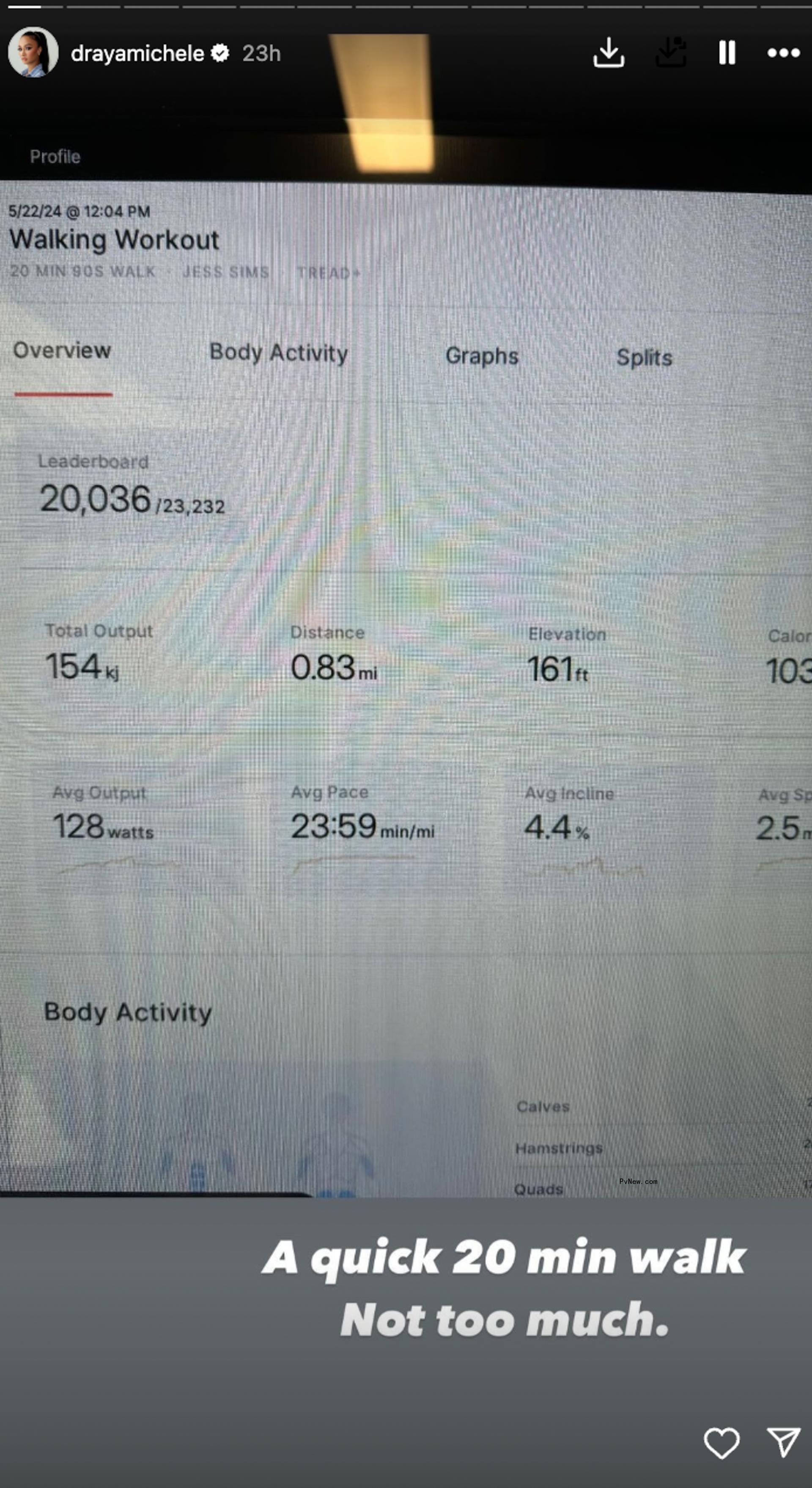 Draya Michele's workout summary.