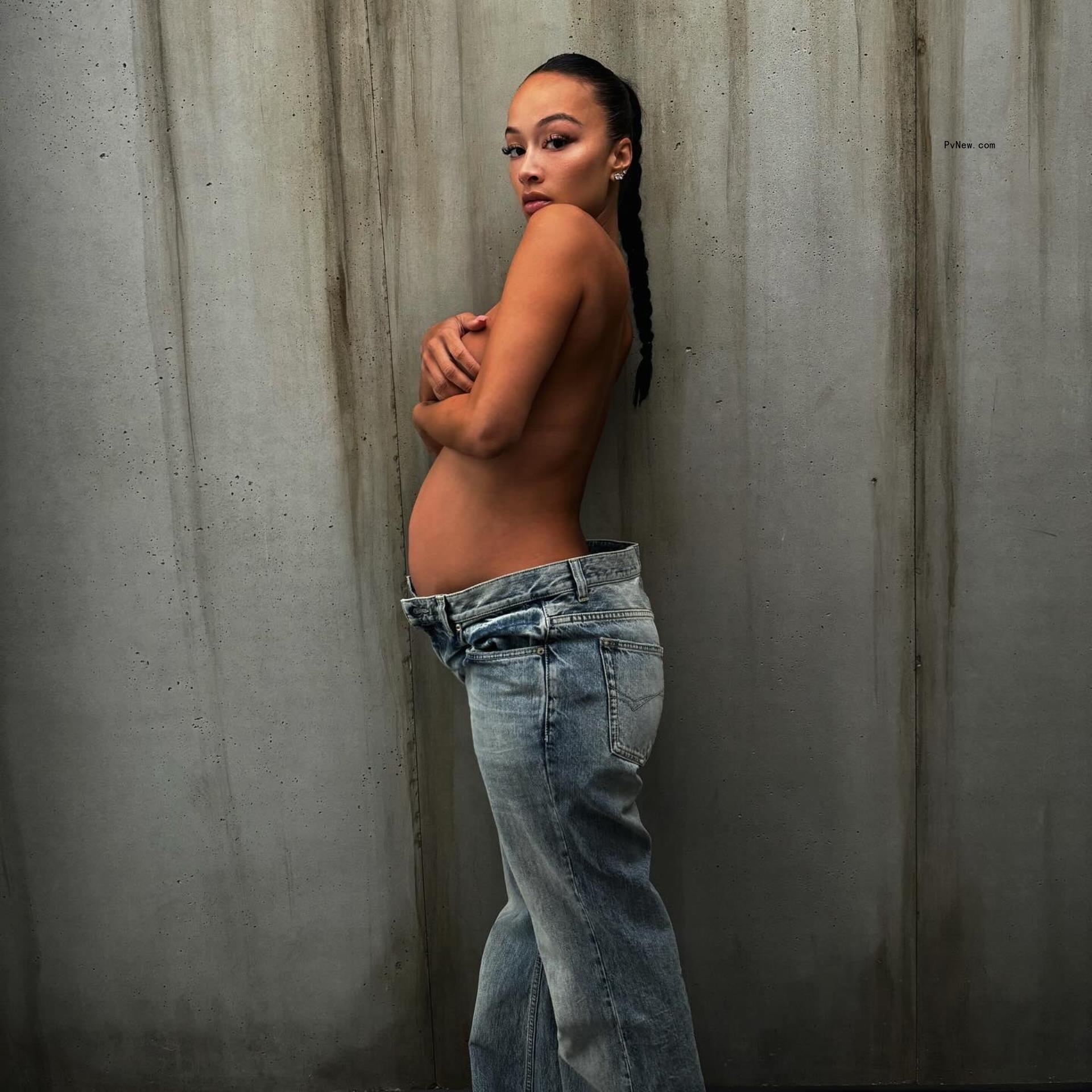 Draya Michele showing off her baby bump.