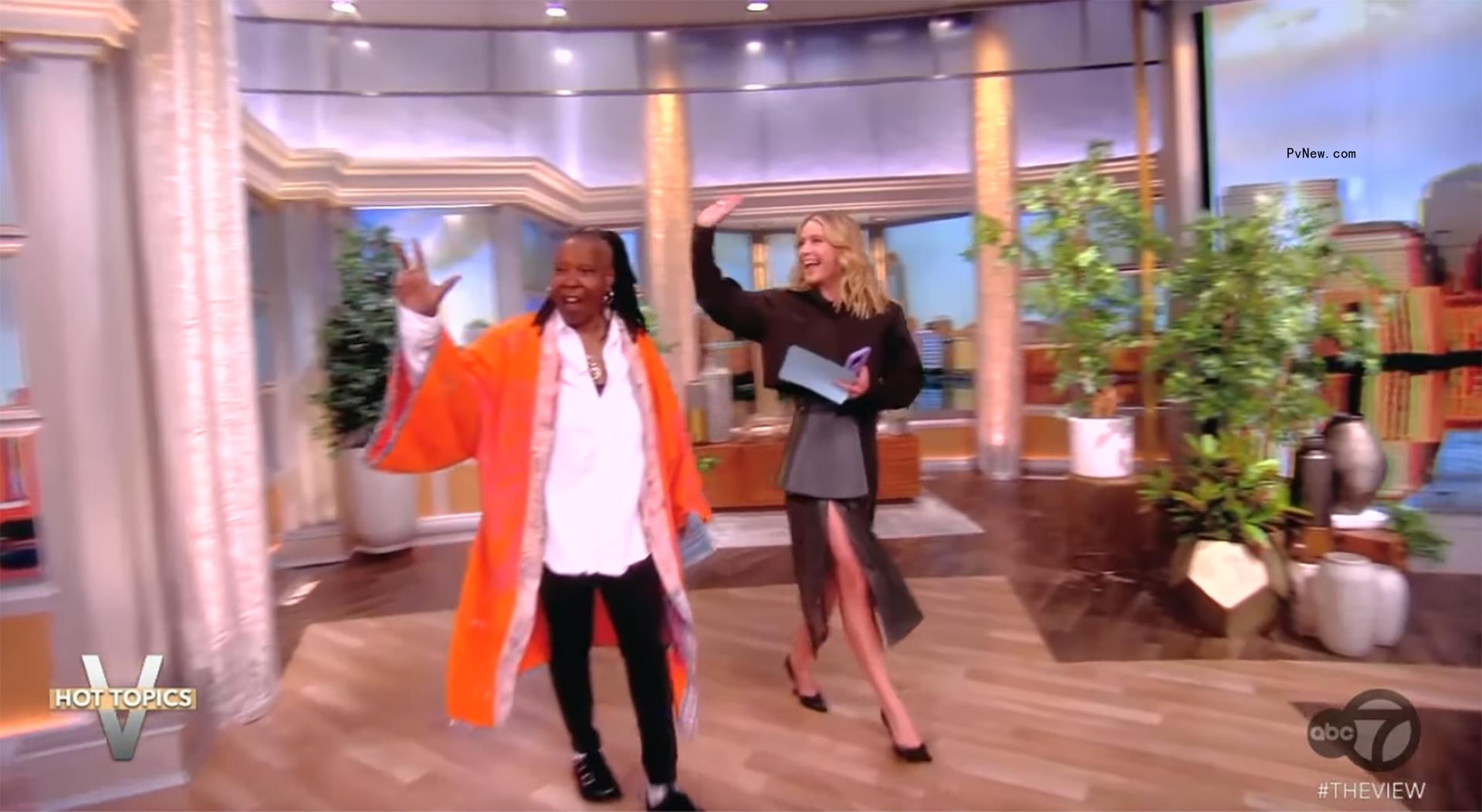Whoopi Goldberg and Sara Haines walking on
