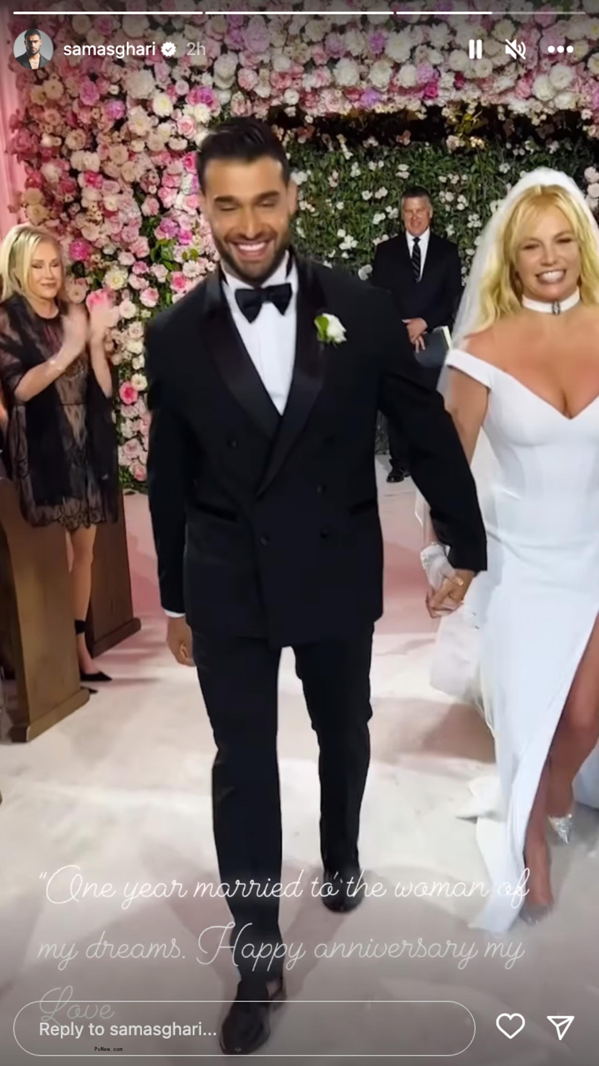 Sam Asghari and Britney Spears on their wedding day.