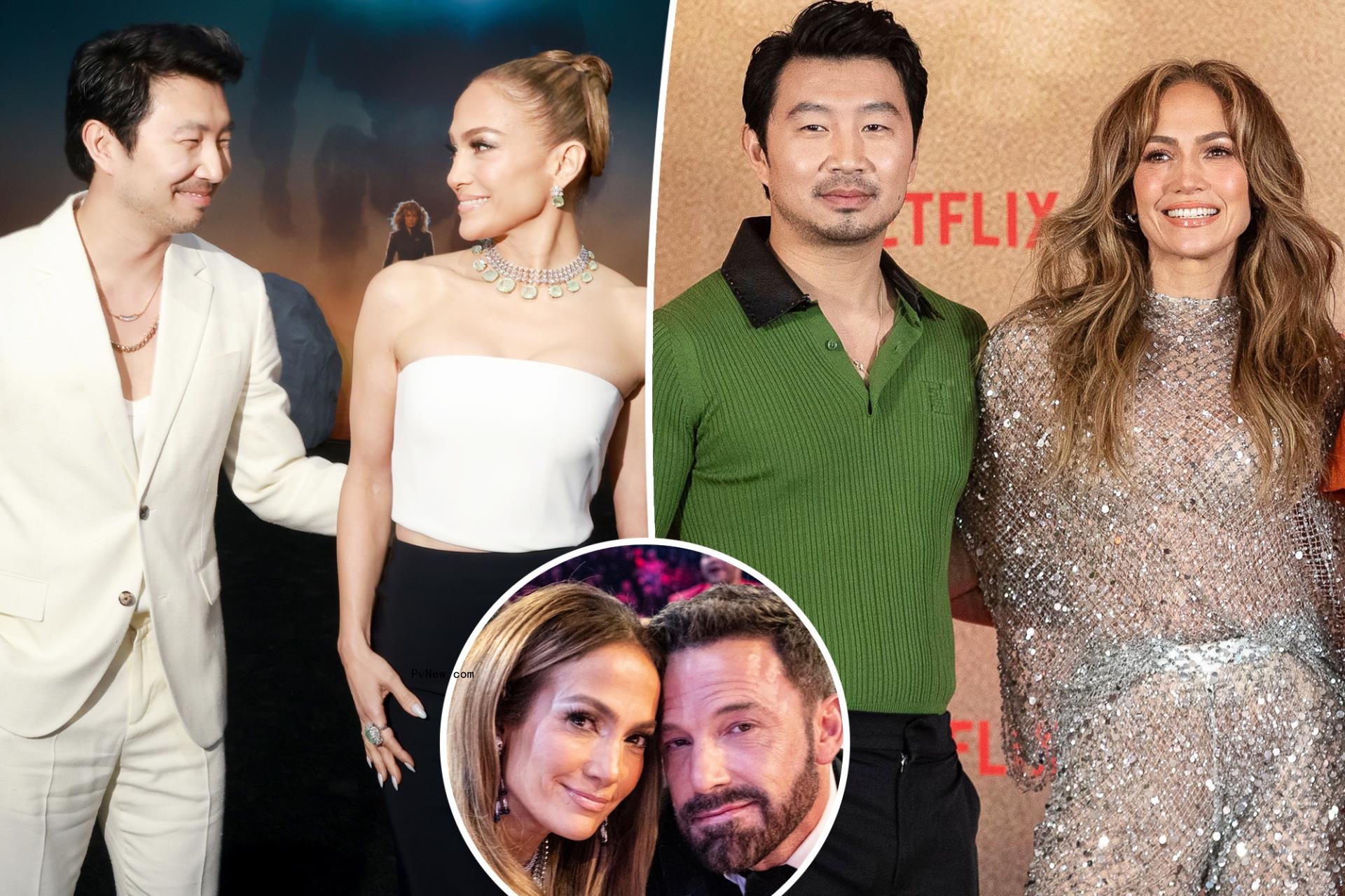 Jennifer Lopez and Simu Liu, with a Ben Affleck inset