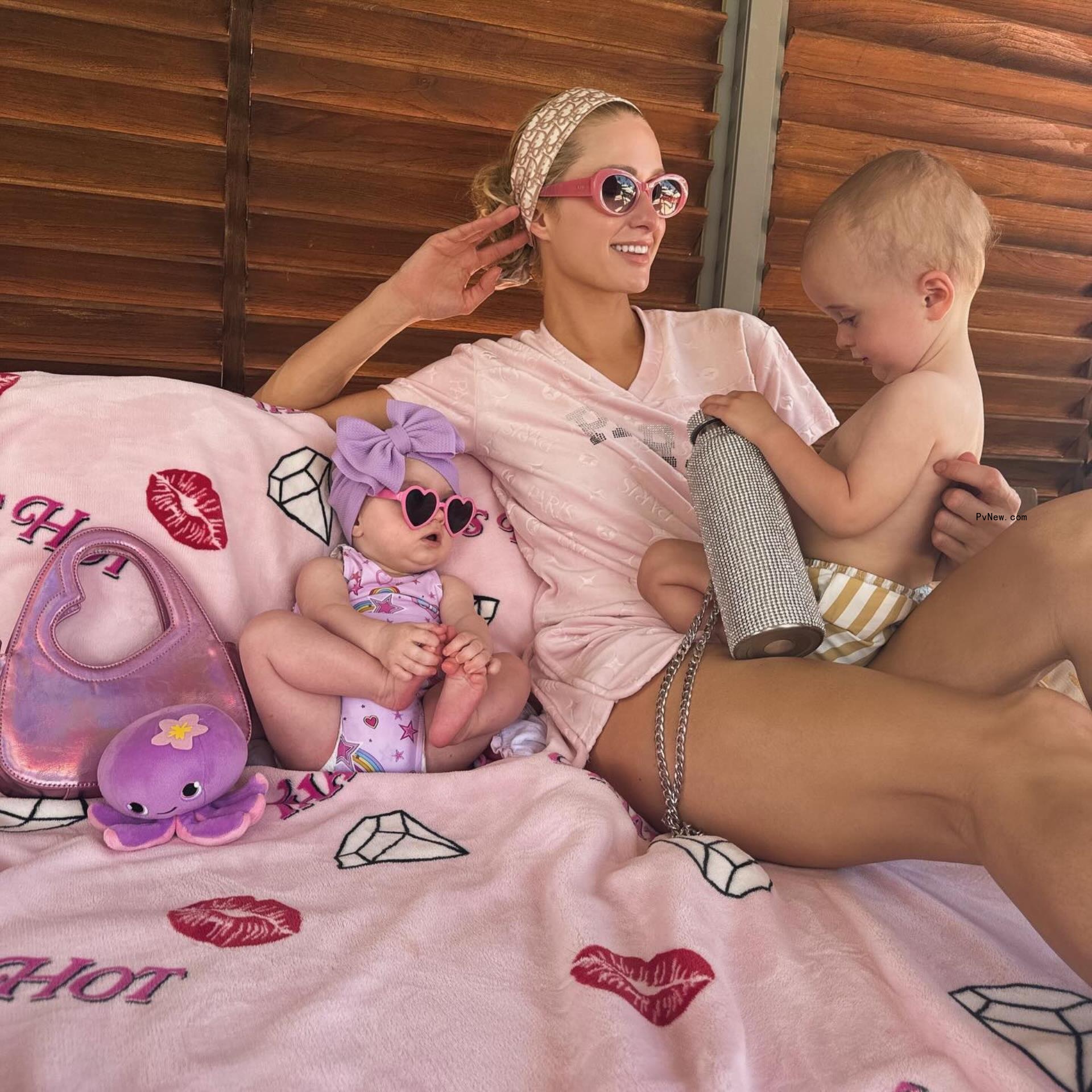 Paris Hilton with daughter Lo<i></i>ndon and son Phoenix