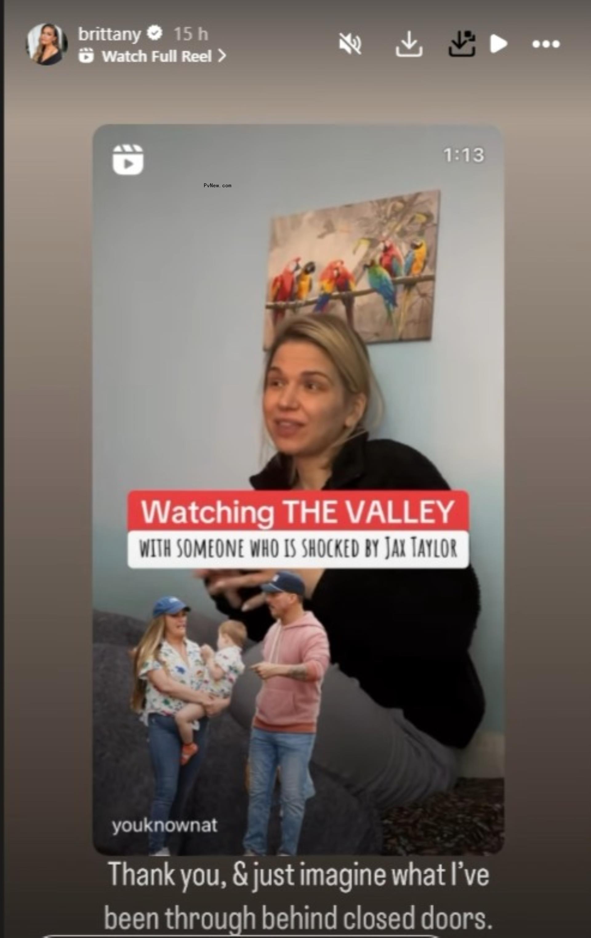 A screen shot from Brittany Cartwright's Instagram Story