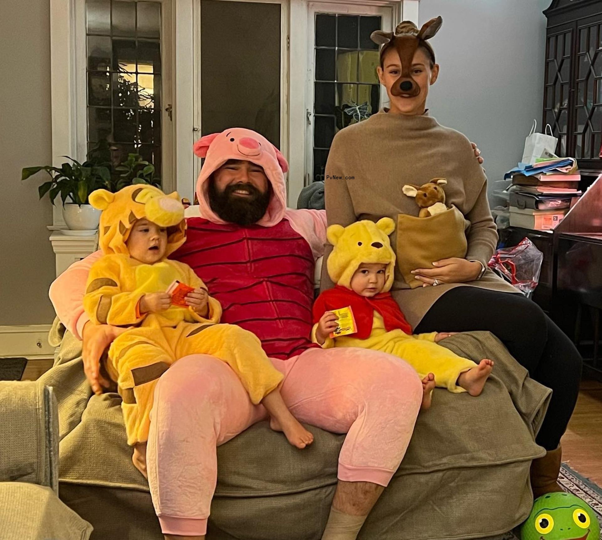 Jason and Kylie Kelce and their kids.