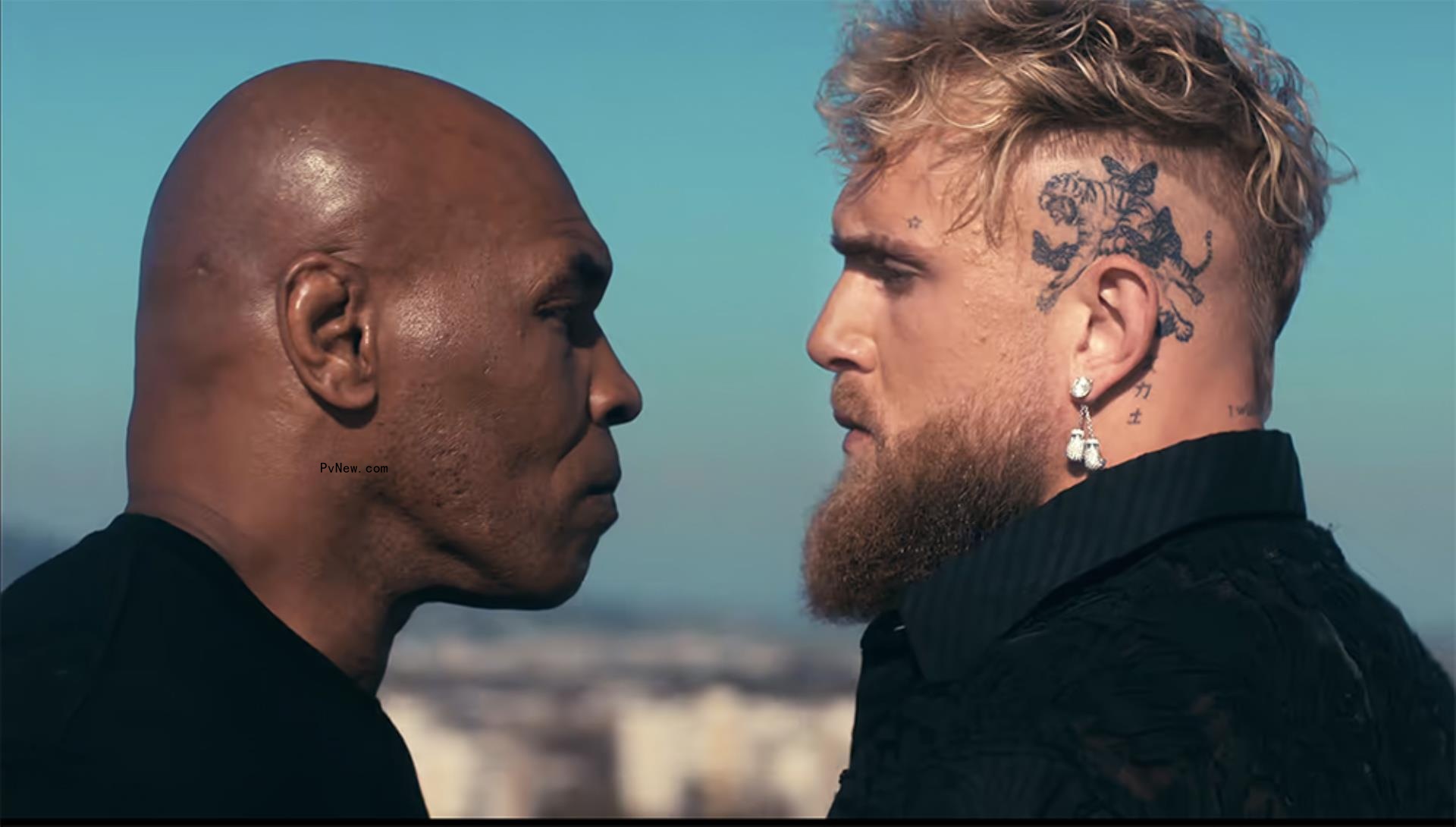 Jake Paul and Mike Tyson in a Netflix promotio<i></i>nal ad.