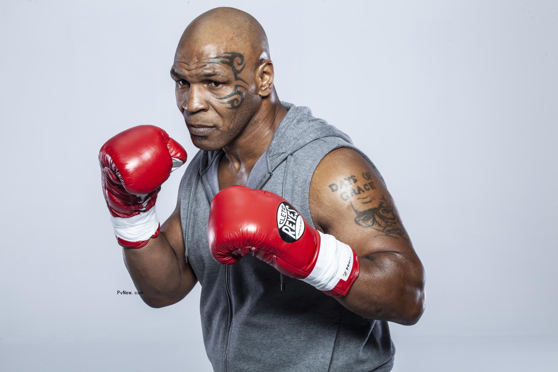 Mike Tyson in boxing gloves.