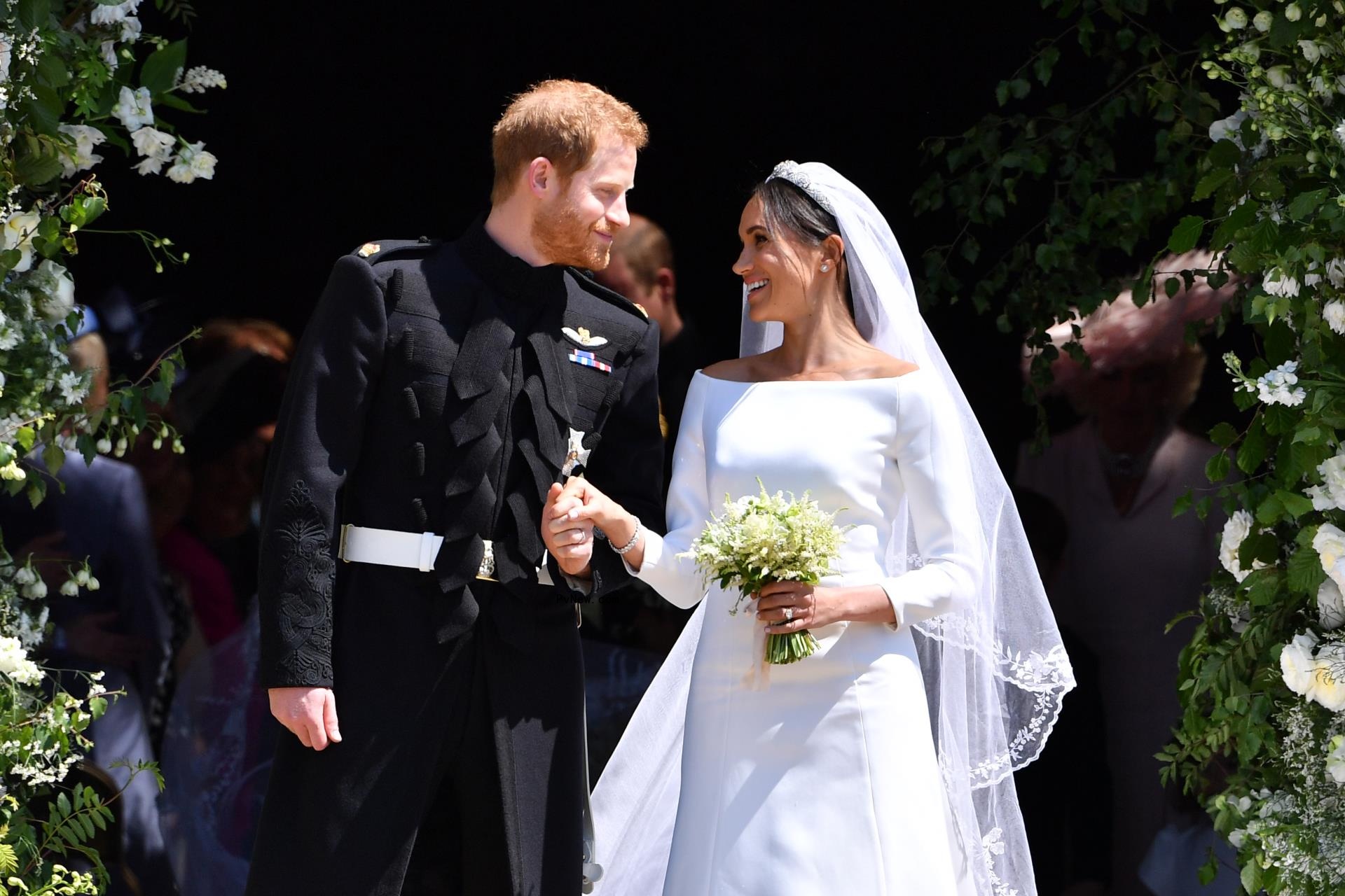 Prince Harry and Meghan Markle on wedding day.