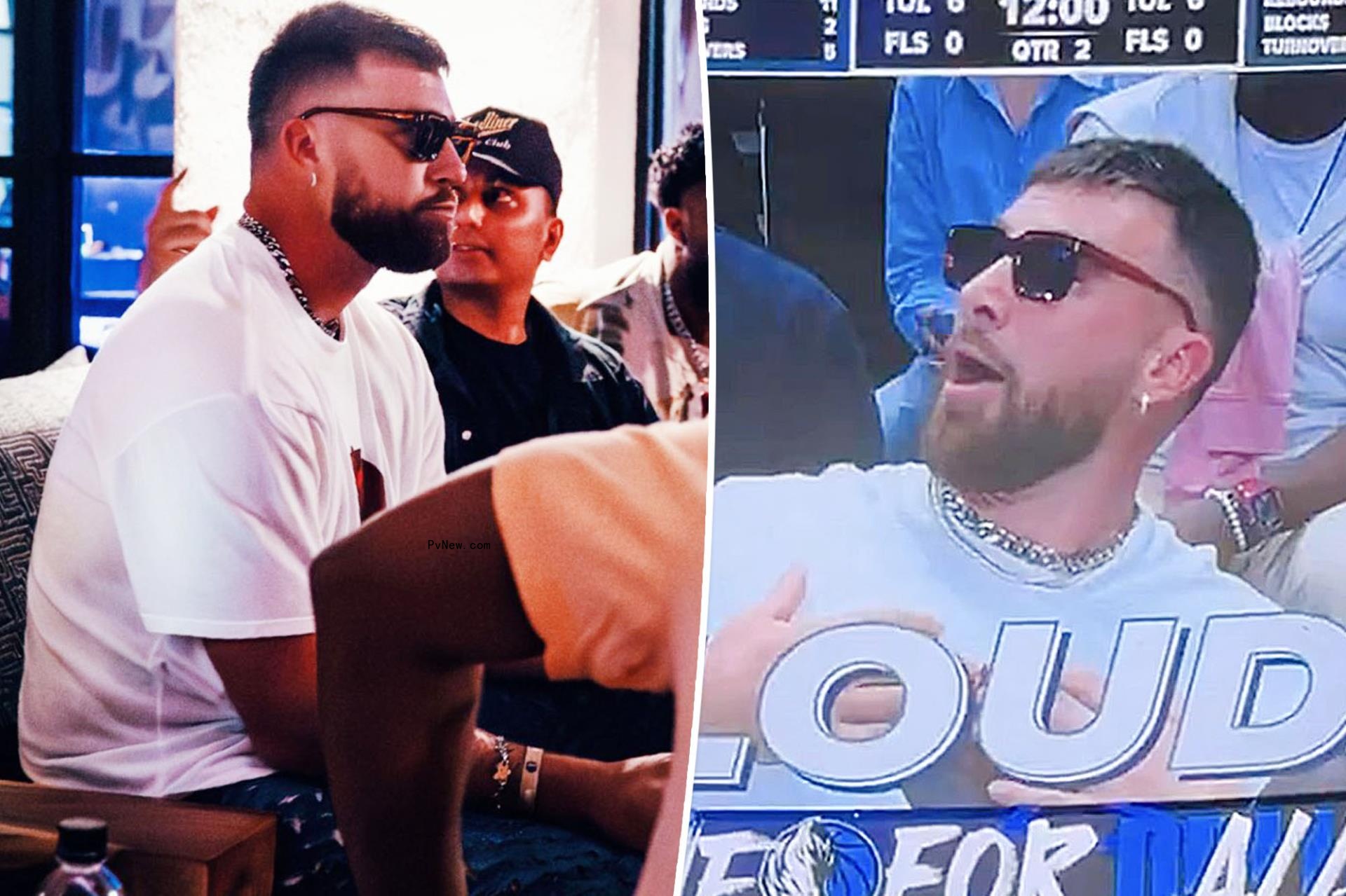 Travis Kelce enjoys night out with friends after getting booed at Dallas Mavericks game