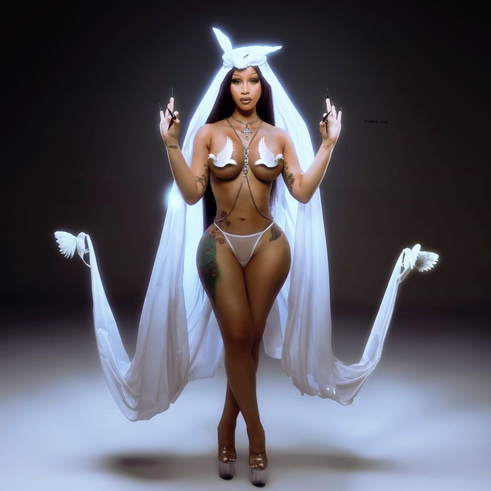 Cardi B in underwear.