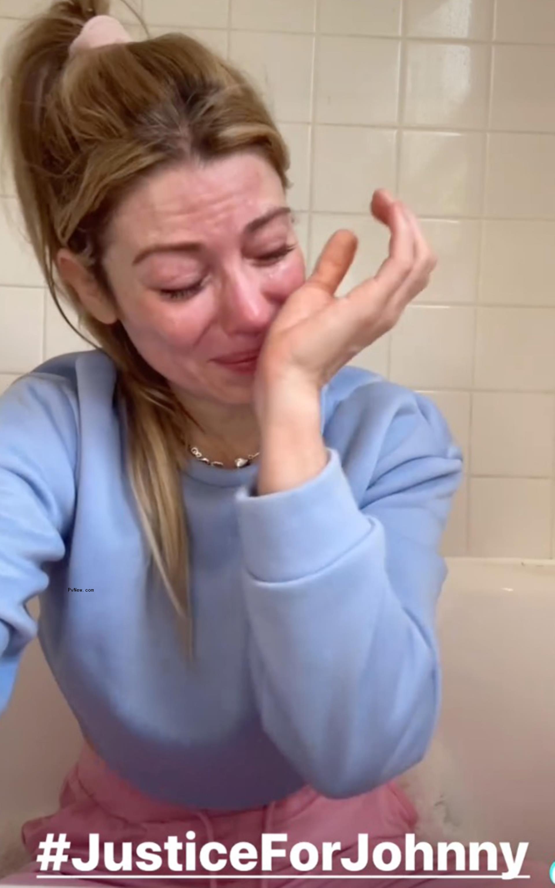 Tessa Farrell crying.