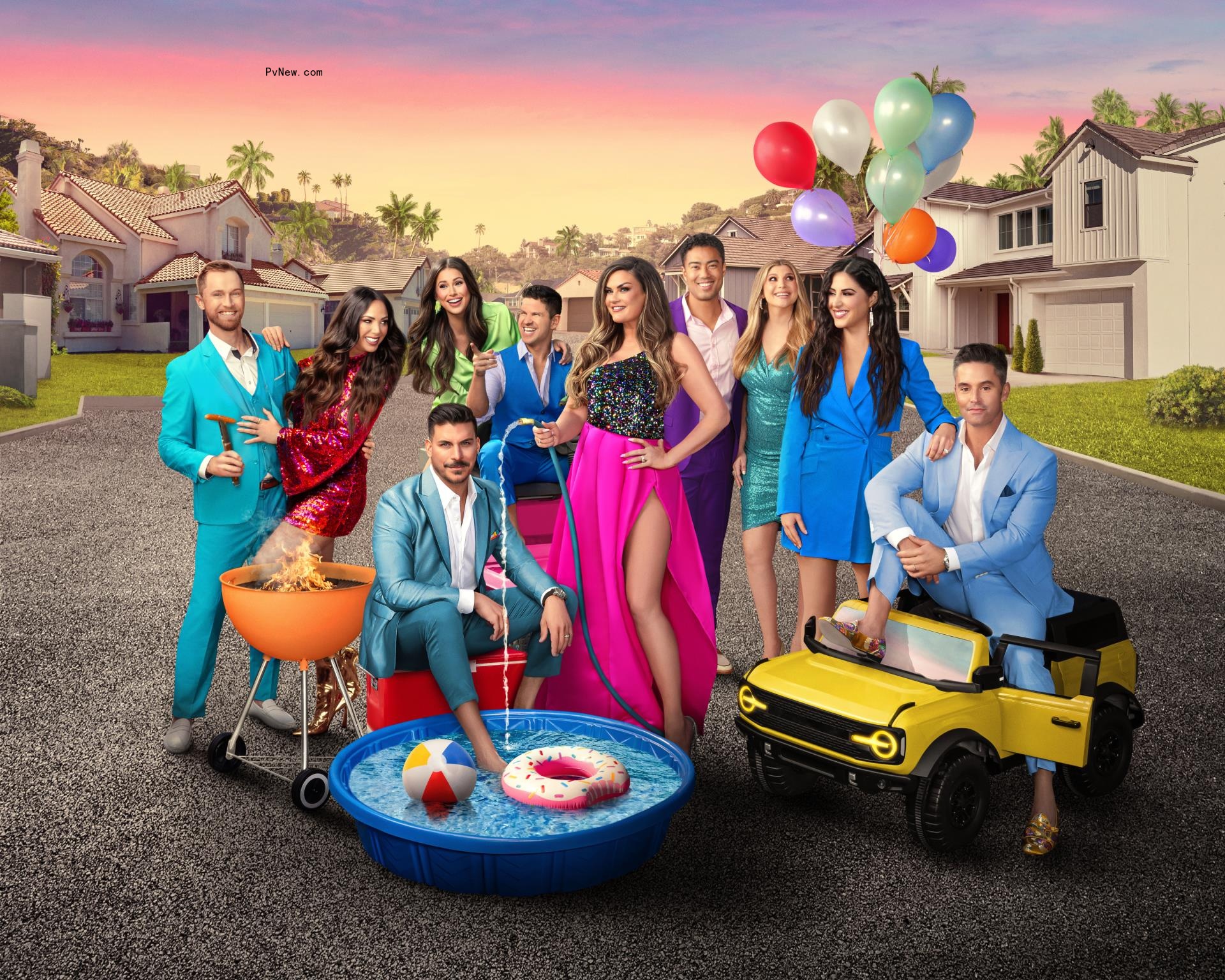 Luke Broderick, Kristen Doute, Jax Taylor, Nia Booko, Danny Booko, Brittany Cartwright, Jason Caperna, Janet Caperna, Michelle Lally, Jesse Lally posing for