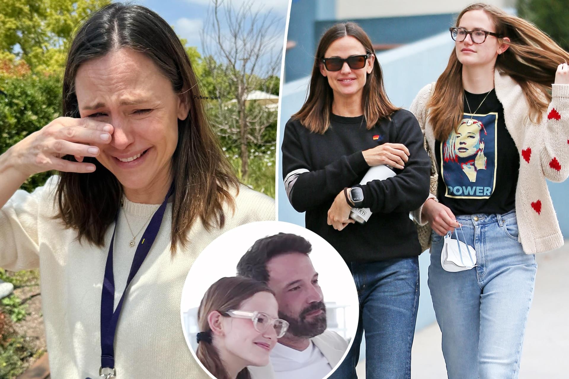 Jennifer Garner and daughter Violet, with a Ben Affleck inset