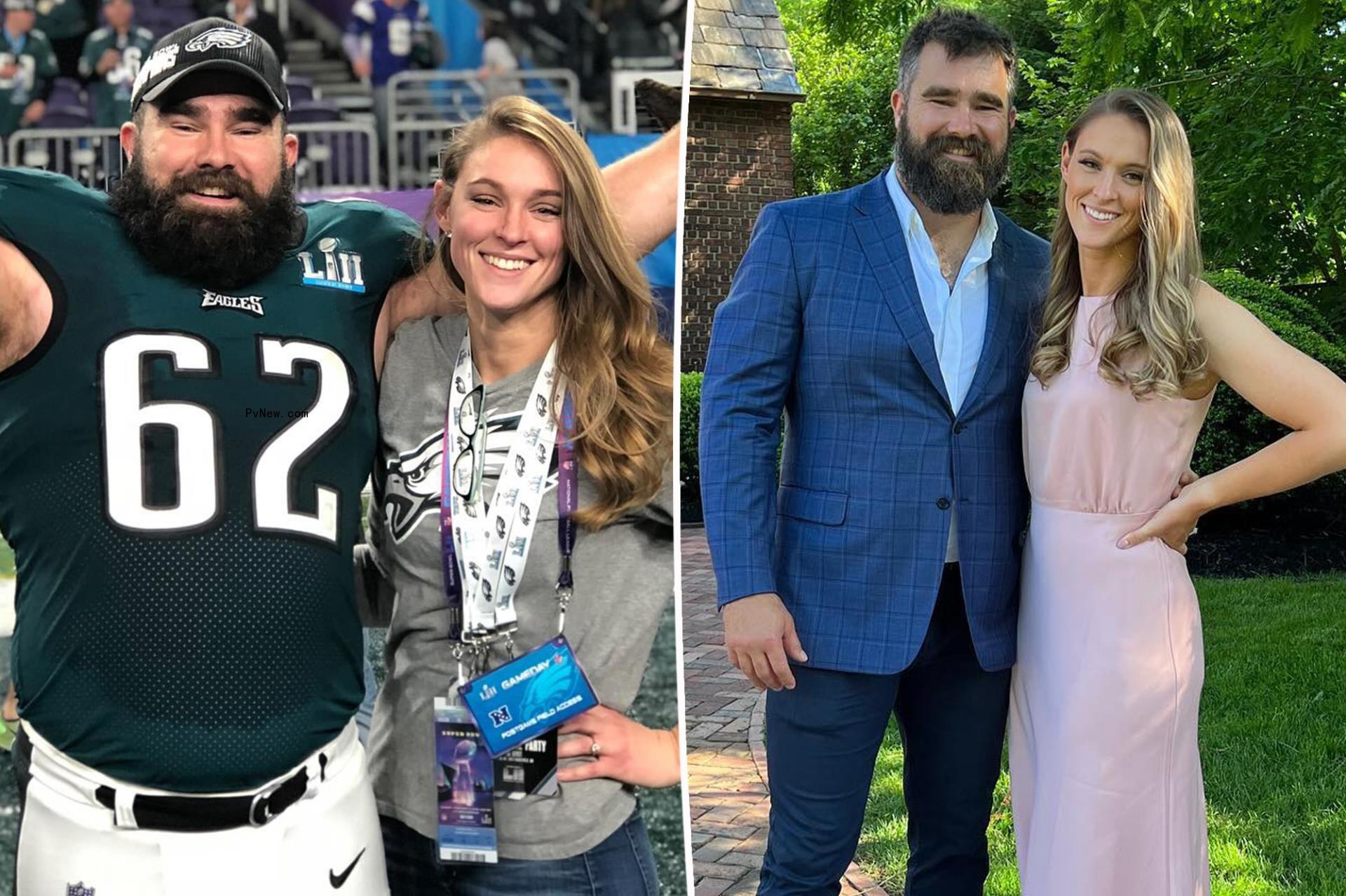 Jason Kelce and Kylie Kelce split image.