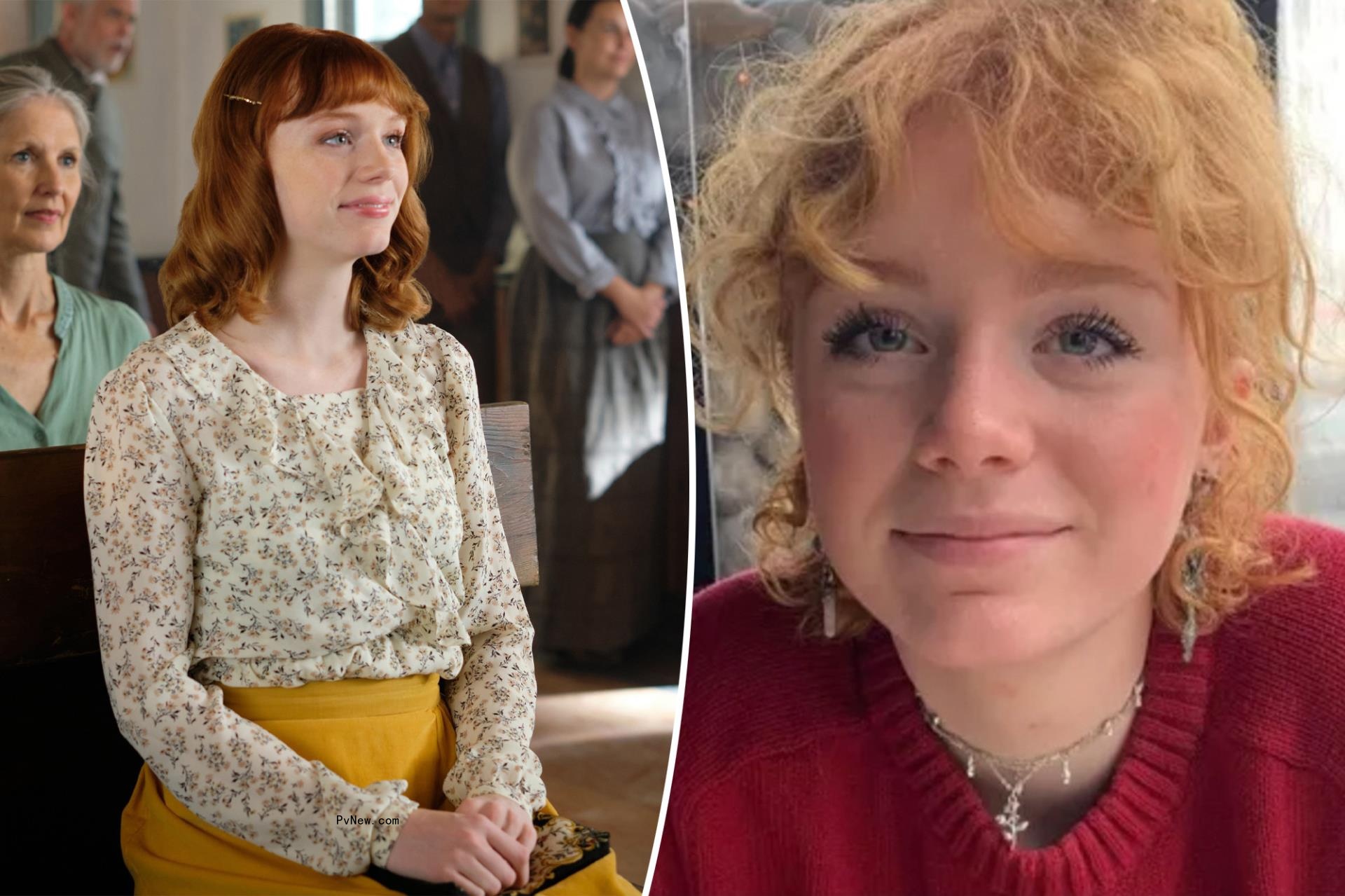 'When Call the Heart' actress Mamie Laverock split image.