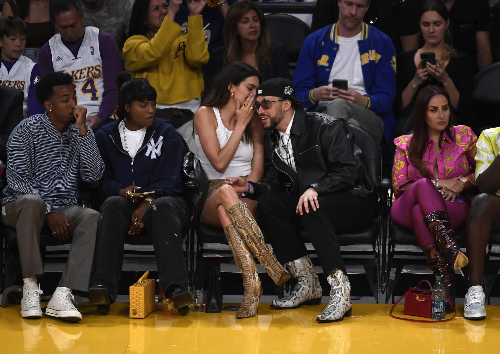 Kendall Jenner and Bad Bunny courtside
