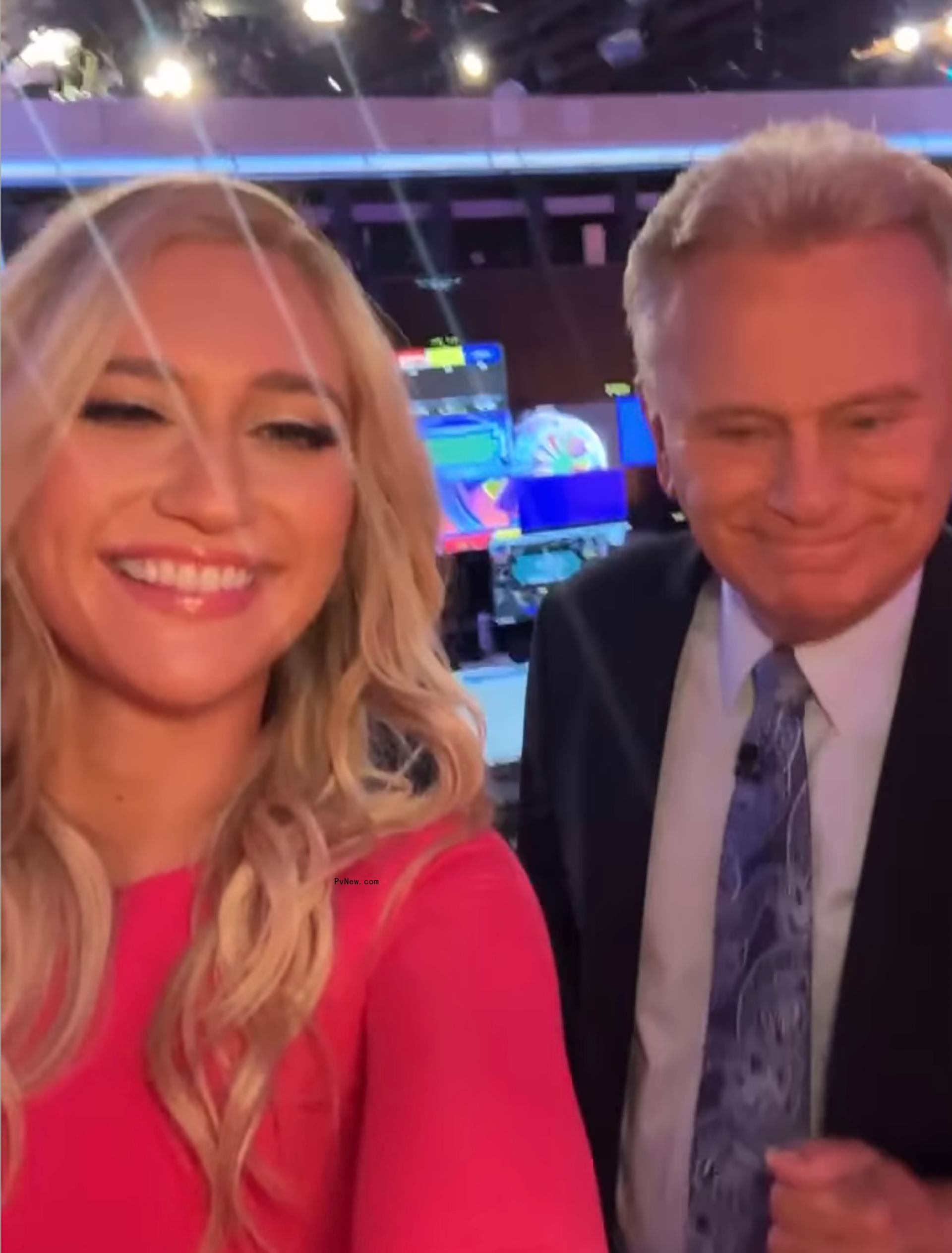 Pat Sajak with his daughter Maggie on set of 