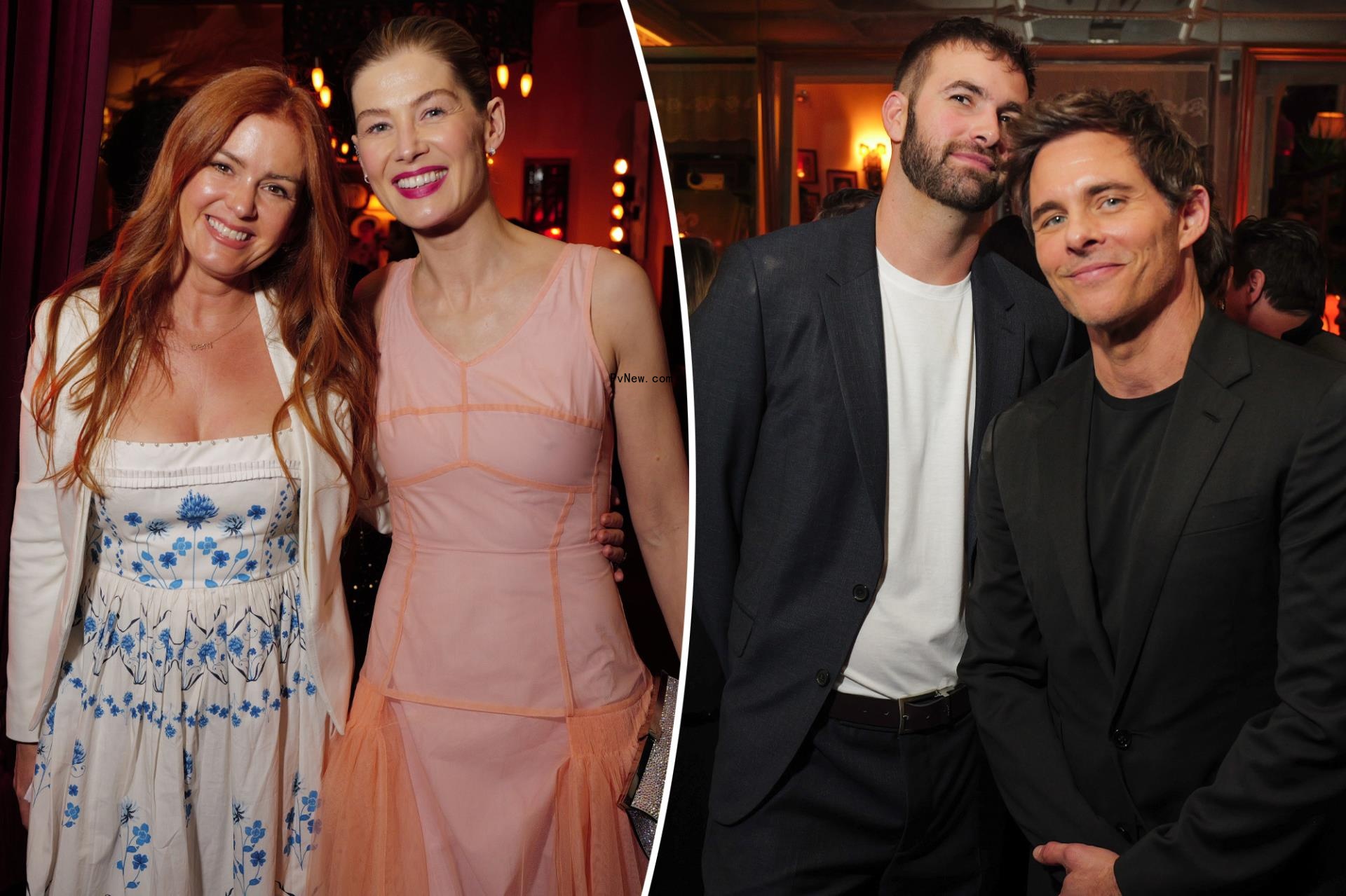 Isla Fisher, Rosamund Pike, Ro<i></i>nald Gladden and James Marsden attend The Golden Eve Party held at Chateau Marmont on January 6, 2024 in Los Angeles, California.
