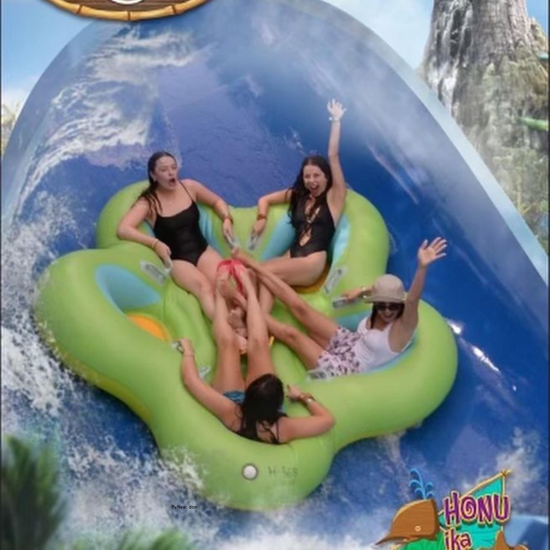 Millie Bobby Brown friends on water park ride