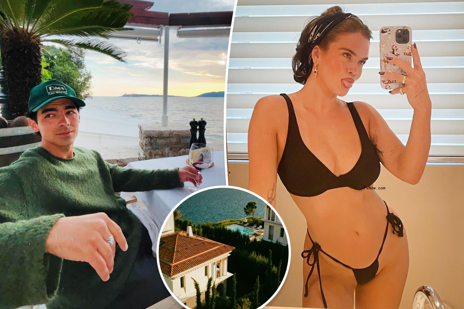 Joe Jo<i></i>nas split with Stormi Bree with an inset of his Mo<i></i>ntenegro hotel.