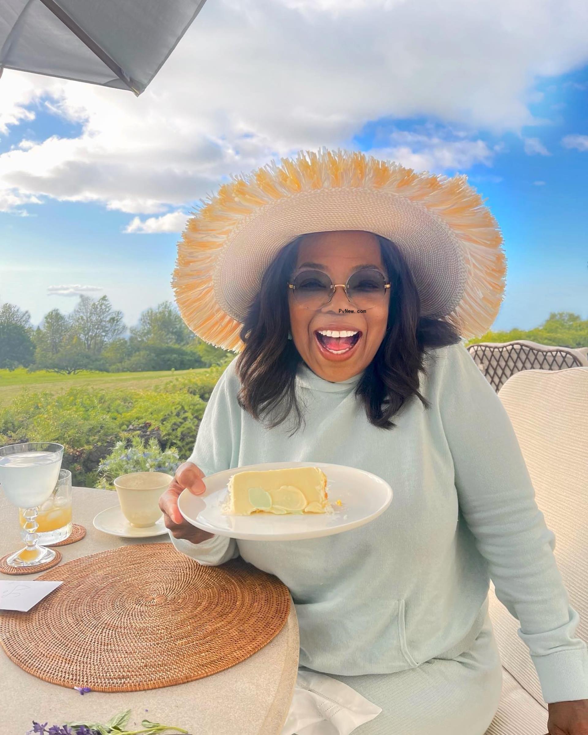 Oprah Winfrey in a hat. 