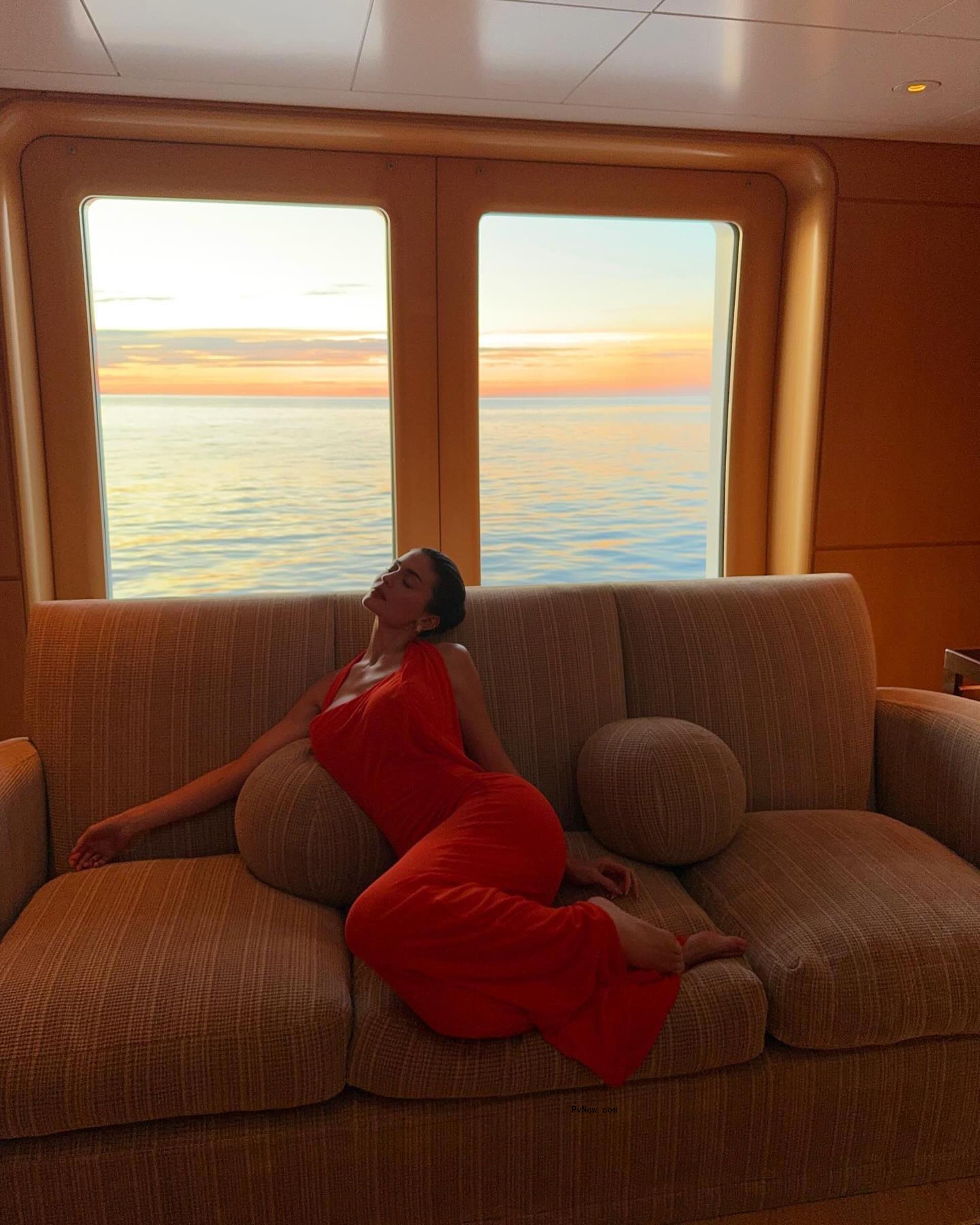 Kylie Jenner wears a red dress on Mallorca vacation