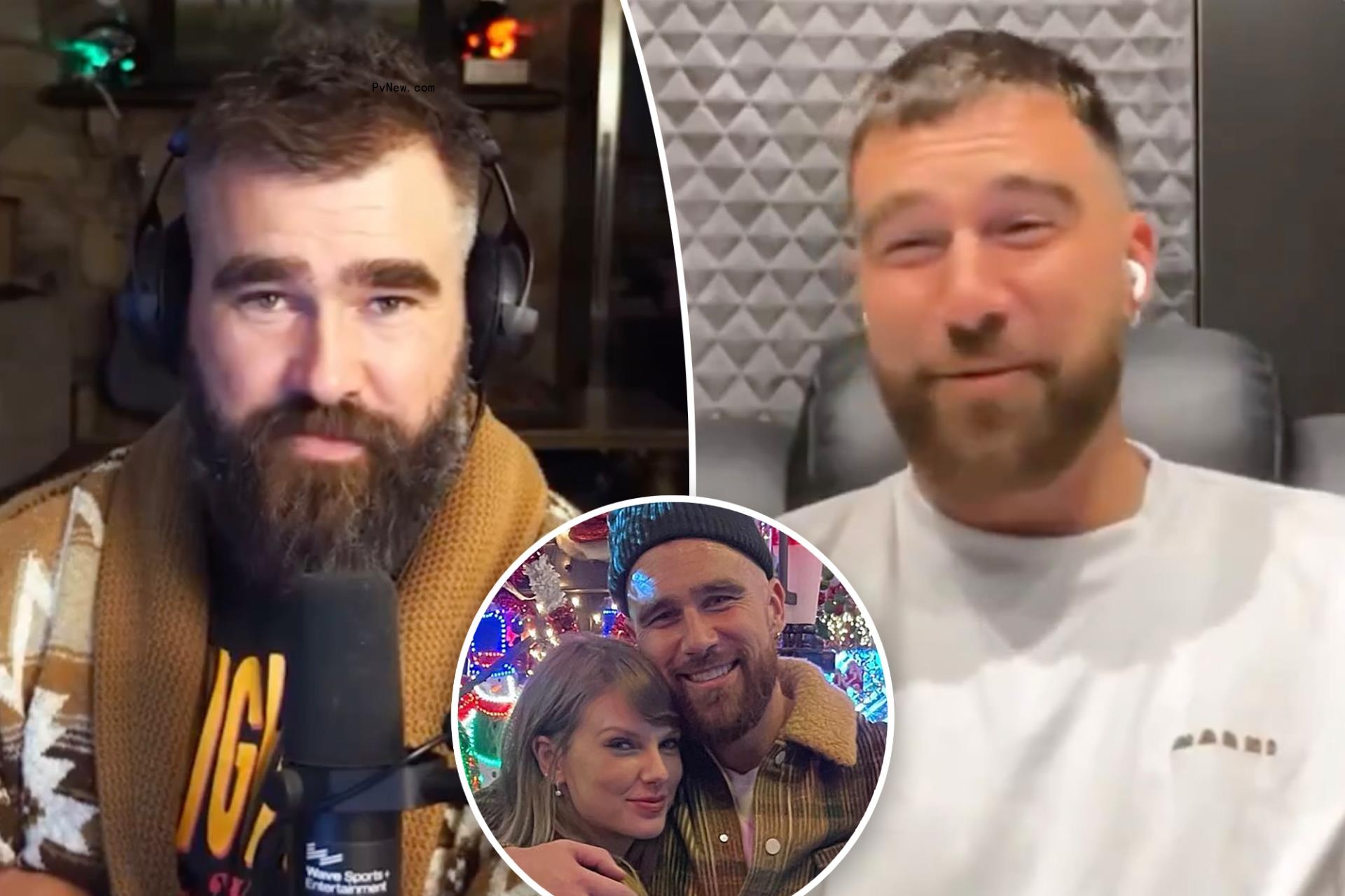Jason Kelce split with Travis Kelce, as well as a Taylor Swift inset