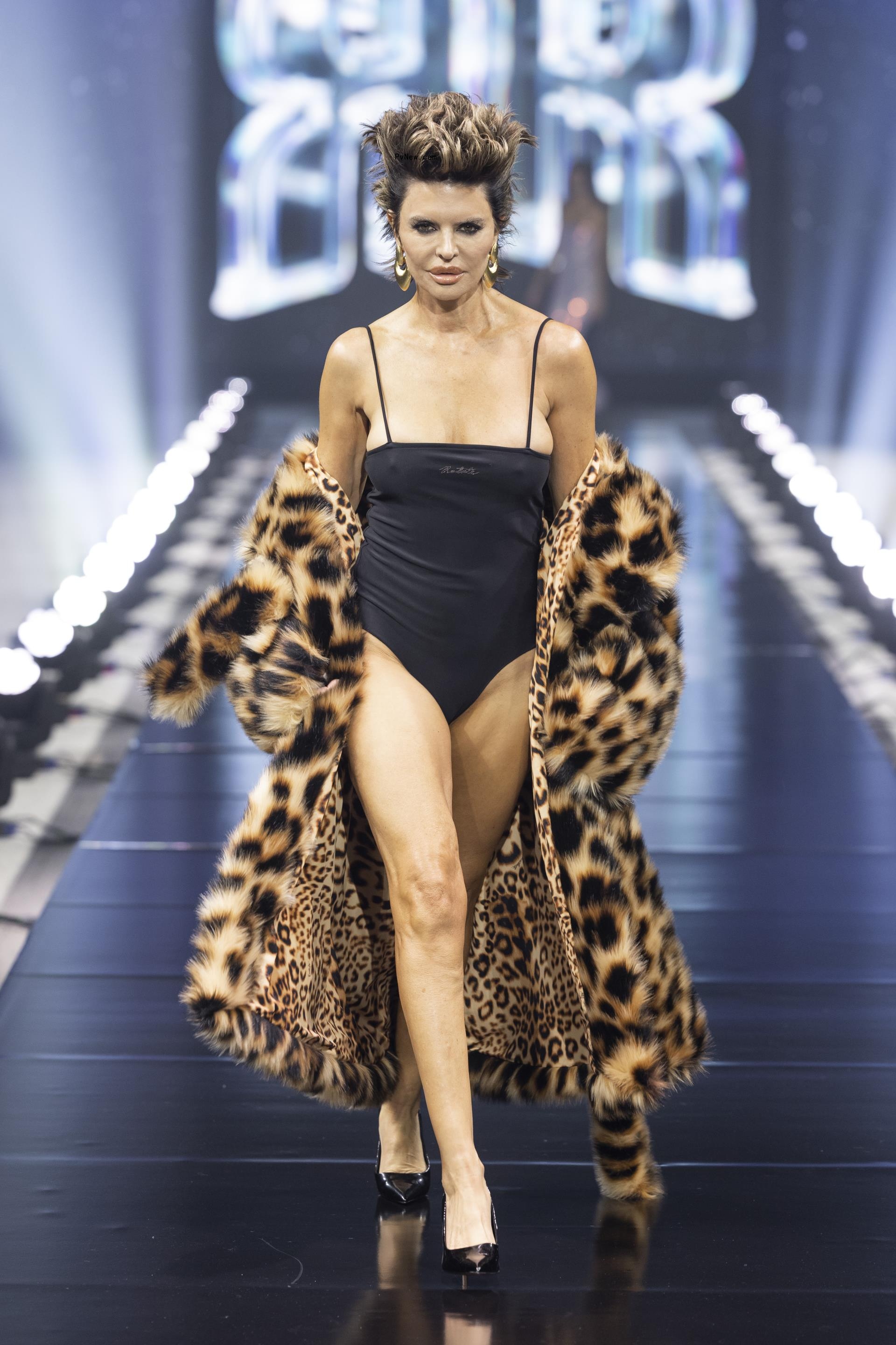 Lisa Rinna walks the runway at the Rotate show during Copenhagen Fashion Week Autumn/Winter 2023 on February 2, 2023 in Copenhagen, Denmark.