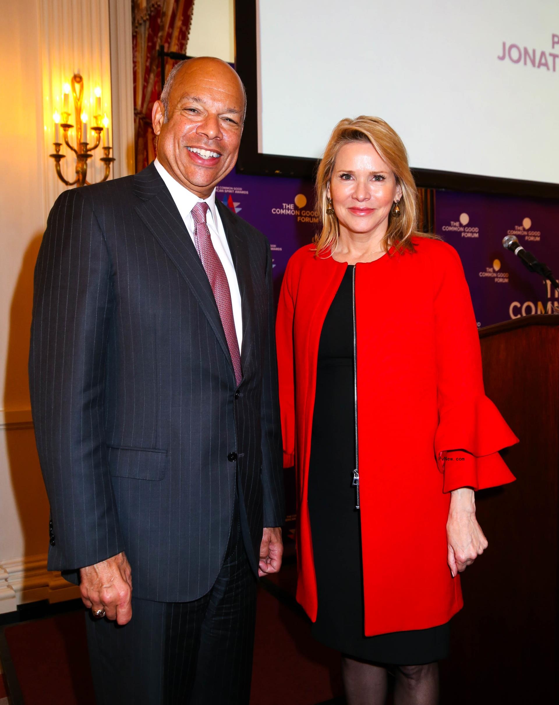 Secretary of Homeland Security Jeh Johnson and Patricia Duff Attend The 2017 Common Good Forum at University Club on May 12, 2017 in New York City