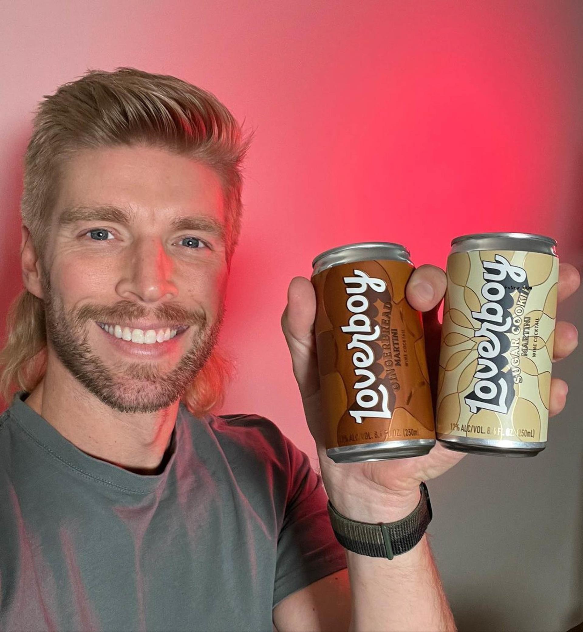 A selfie of Kyle Cooke with Loverboy cans