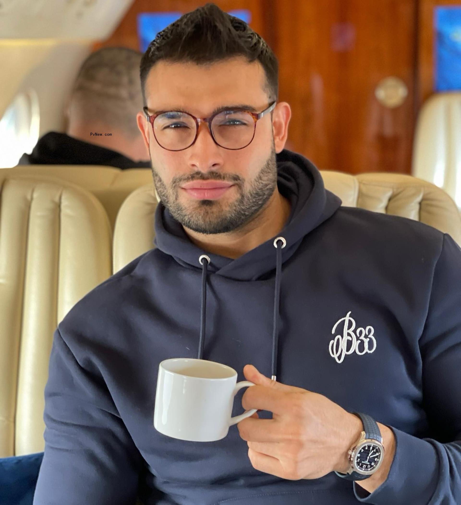 Sam Asghari on a private jet.