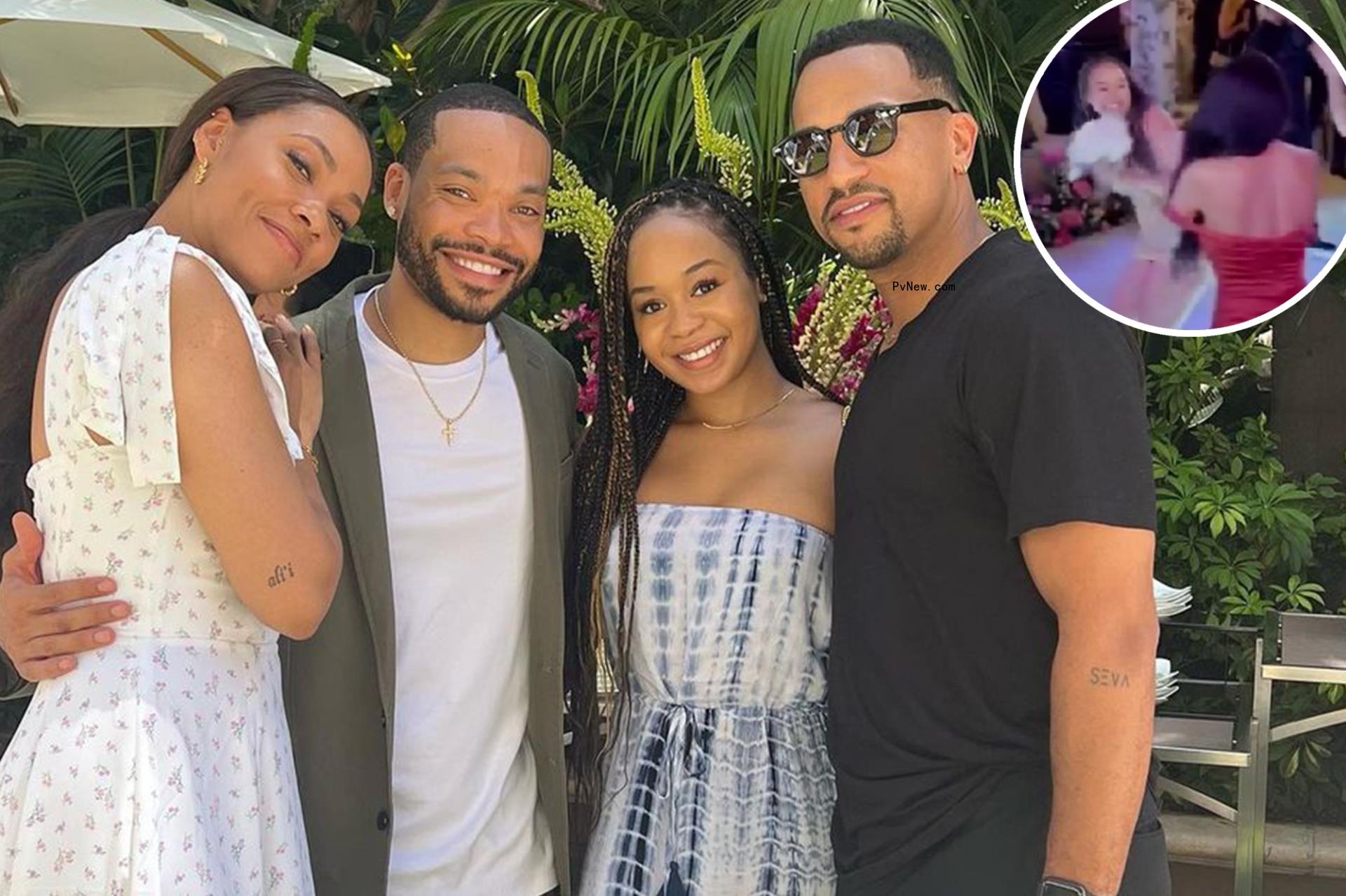 eddie murphy's kids with an inset of jasmine lawrence