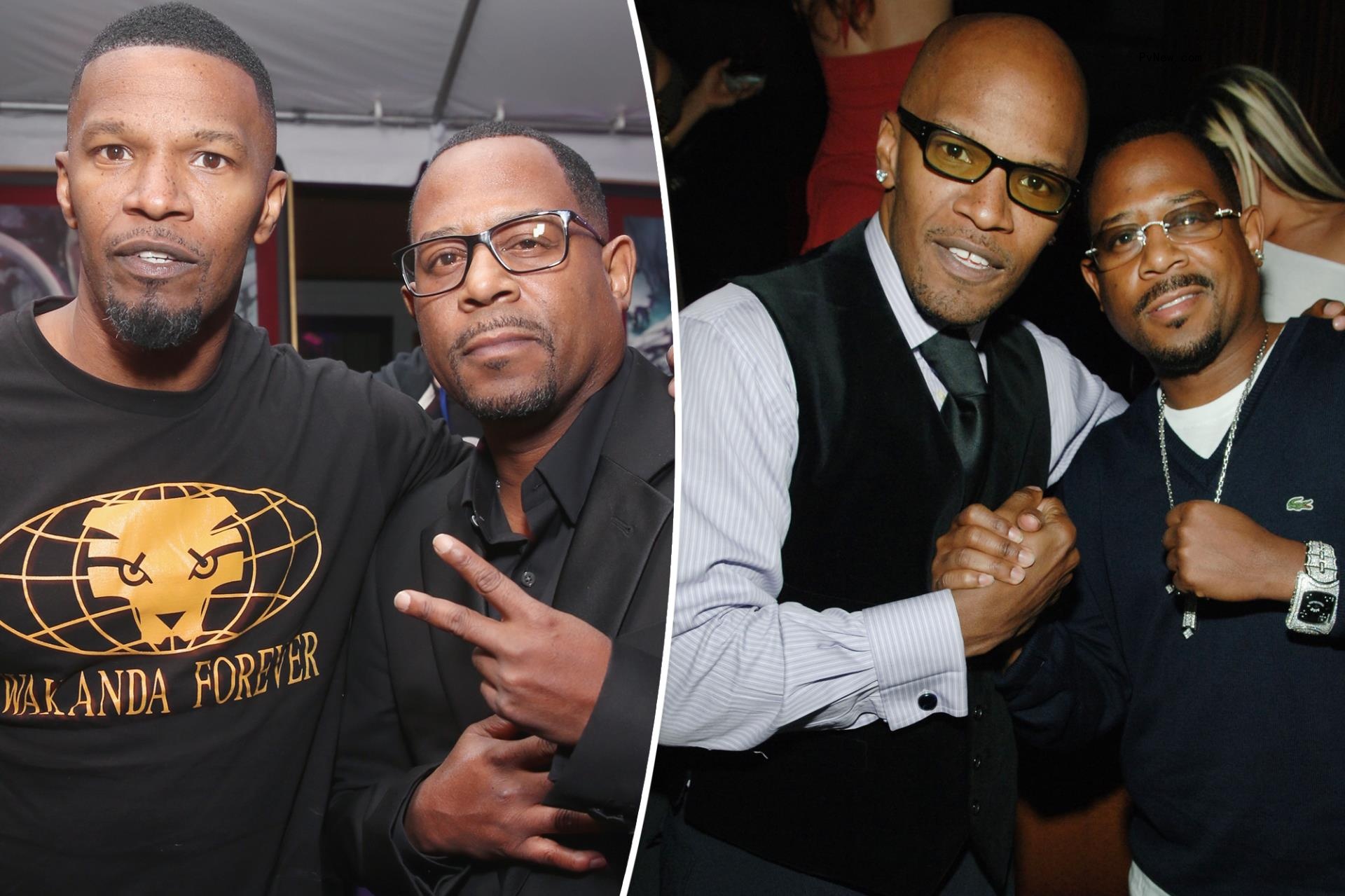 Martin Lawrence flashes peace sign with Jamie Foxx, split with the duo shaking hands