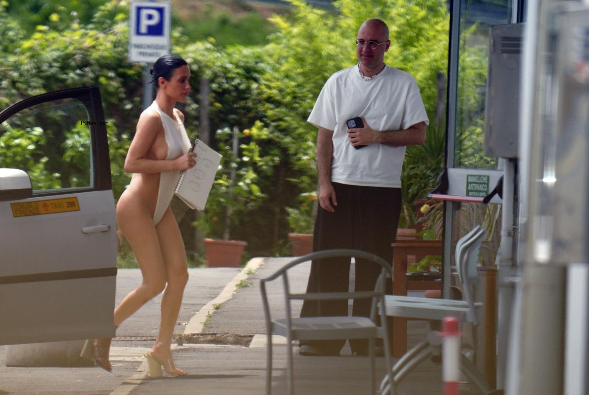 Bianca Censori exiting a car