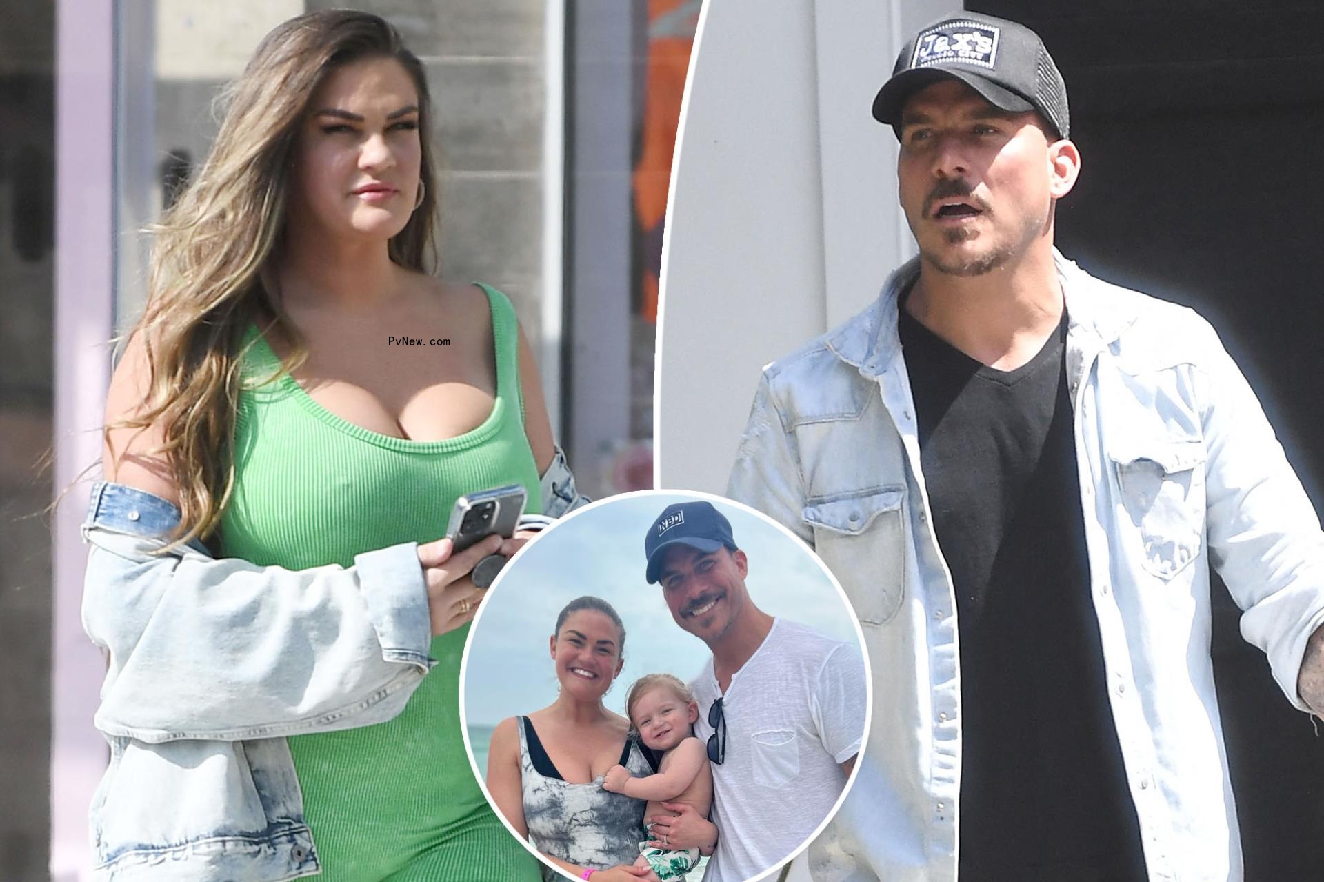 A split of Brittany Cartwright and Jax Taylor as well as the couple with their son Cruz.