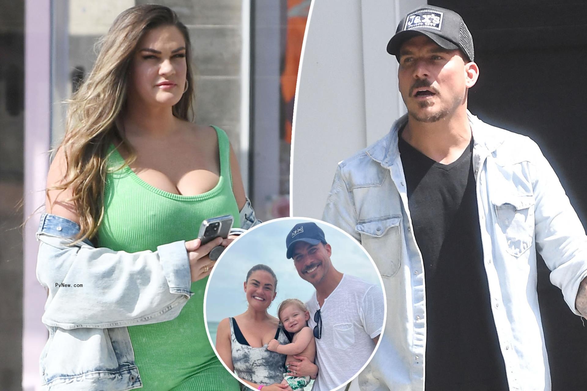 A split of Brittany Cartwright and Jax Taylor as well as the couple with their son Cruz.