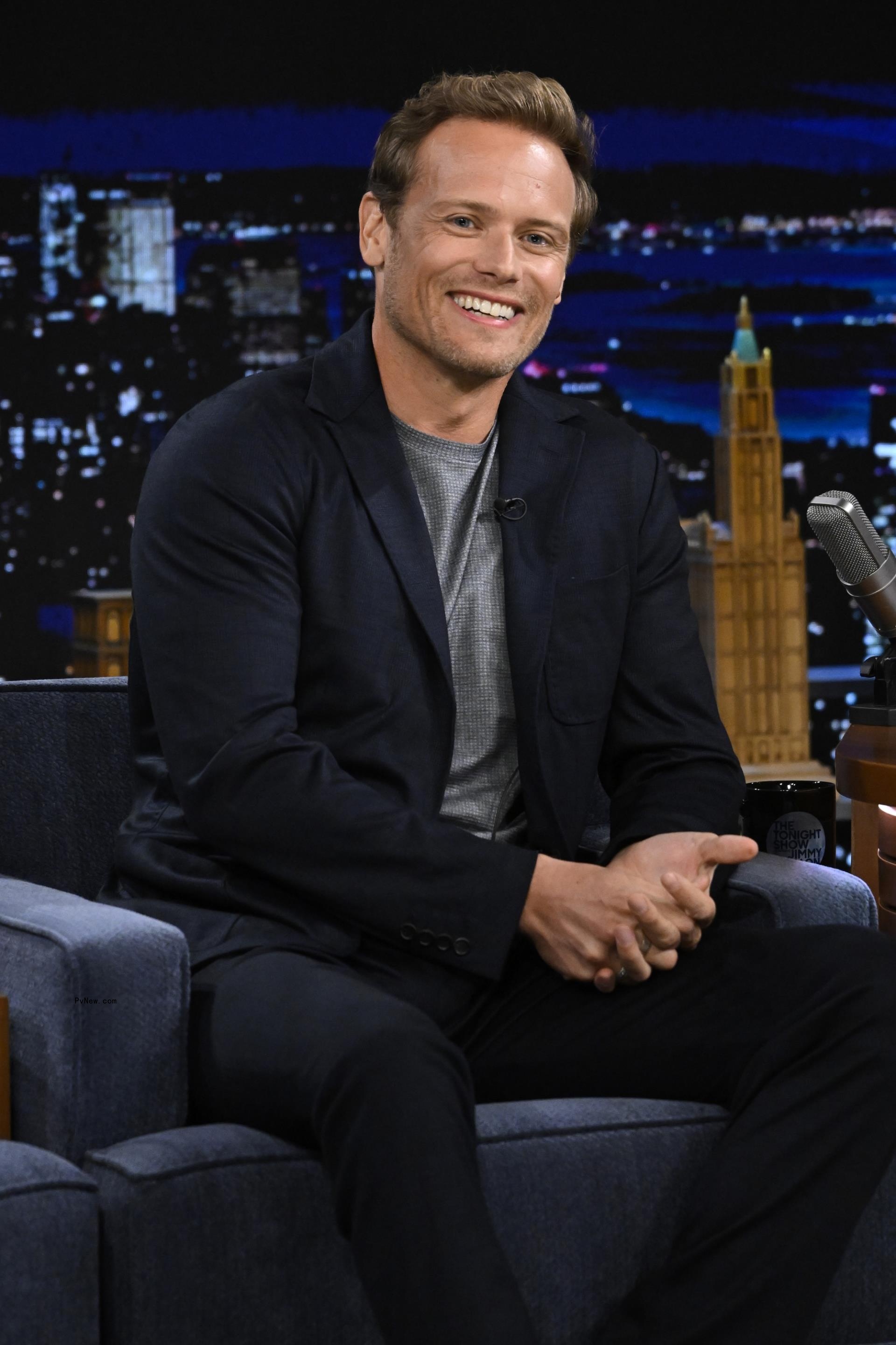 Sam Heughan during an interview.