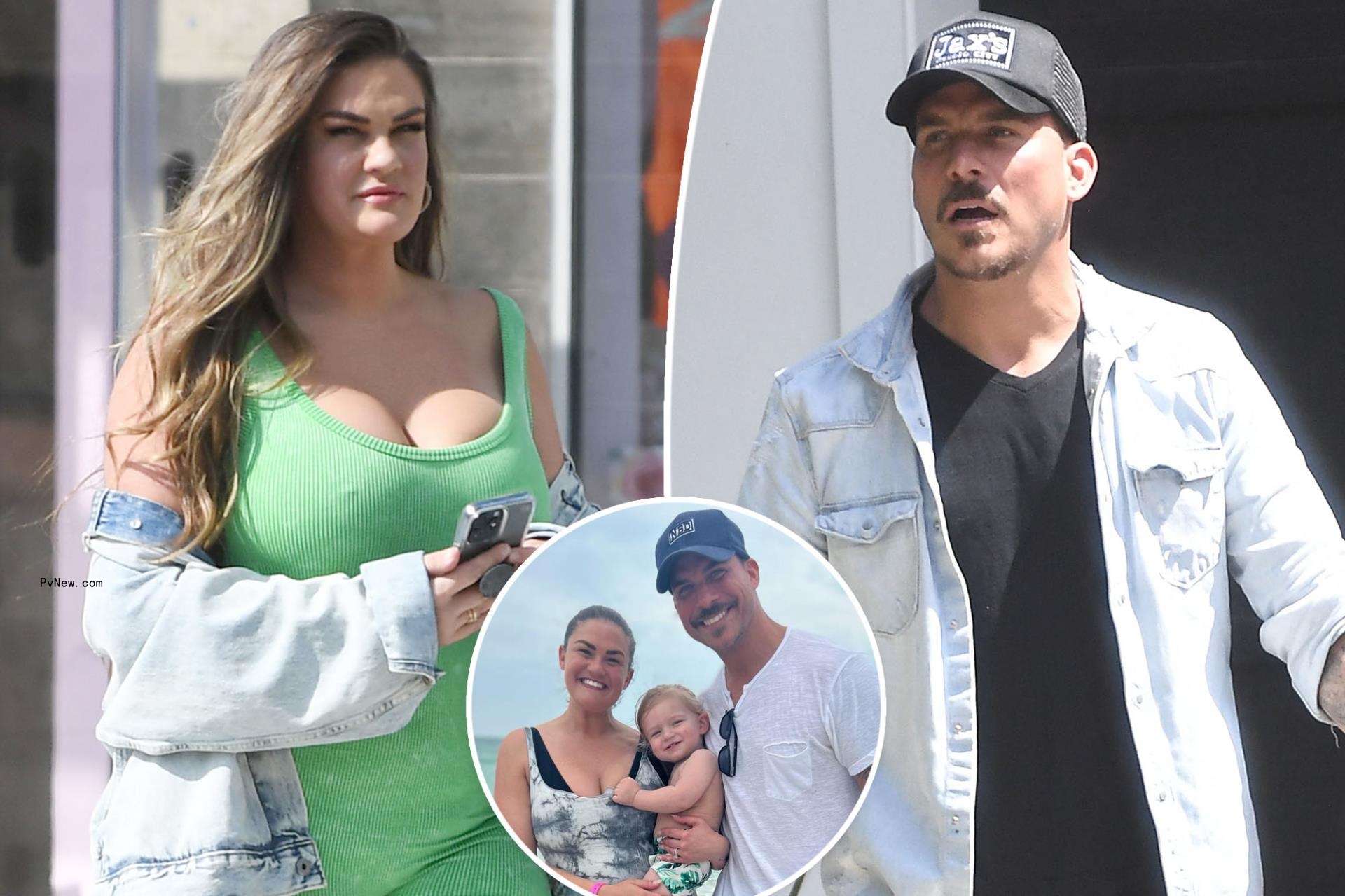A split of Brittany Cartwright and Jax Taylor as well as the couple with their son Cruz.