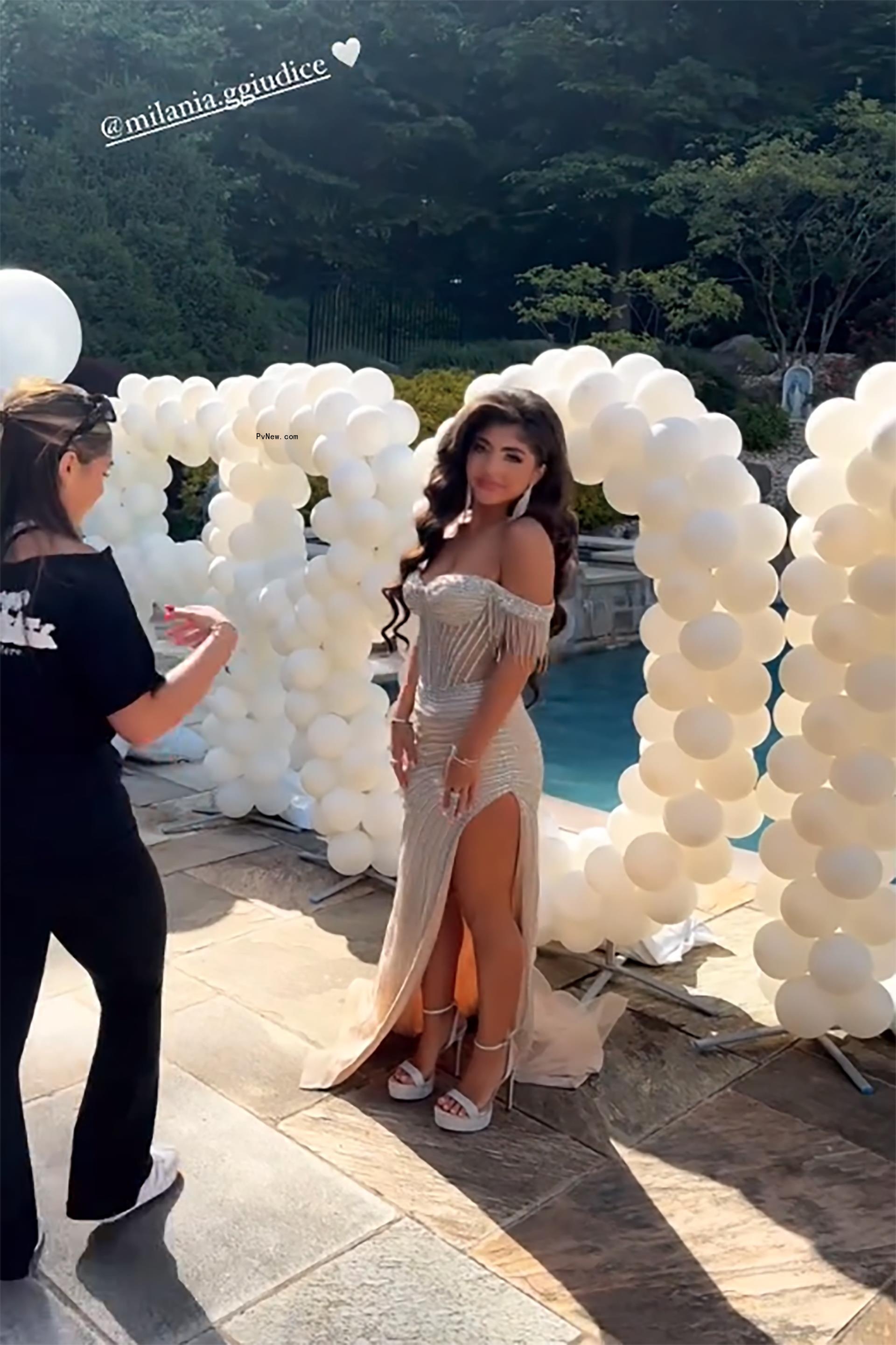 Milania Giudice posing in her prom dress