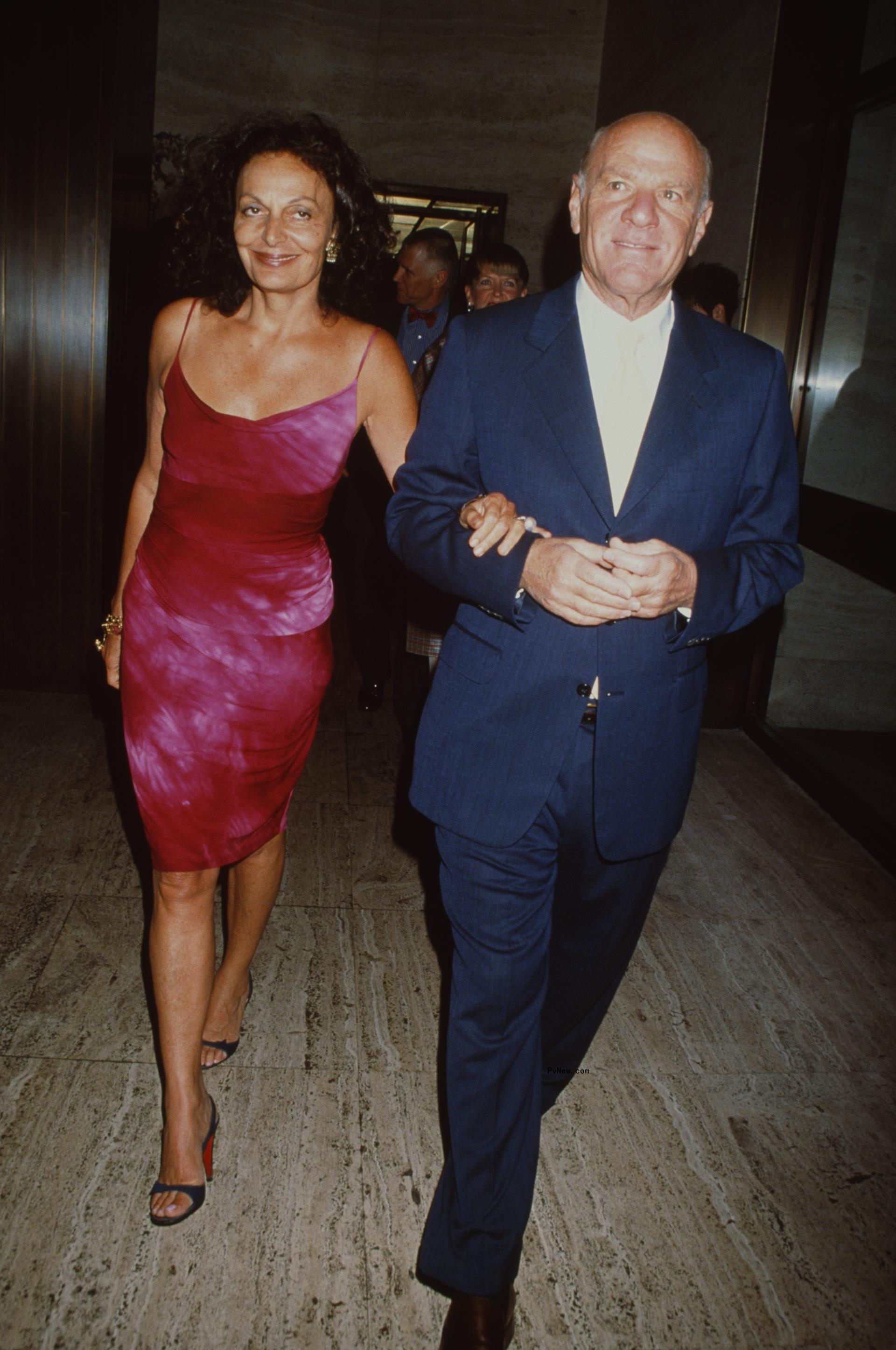 Diane Von Furstenberg and Barry Diller walking