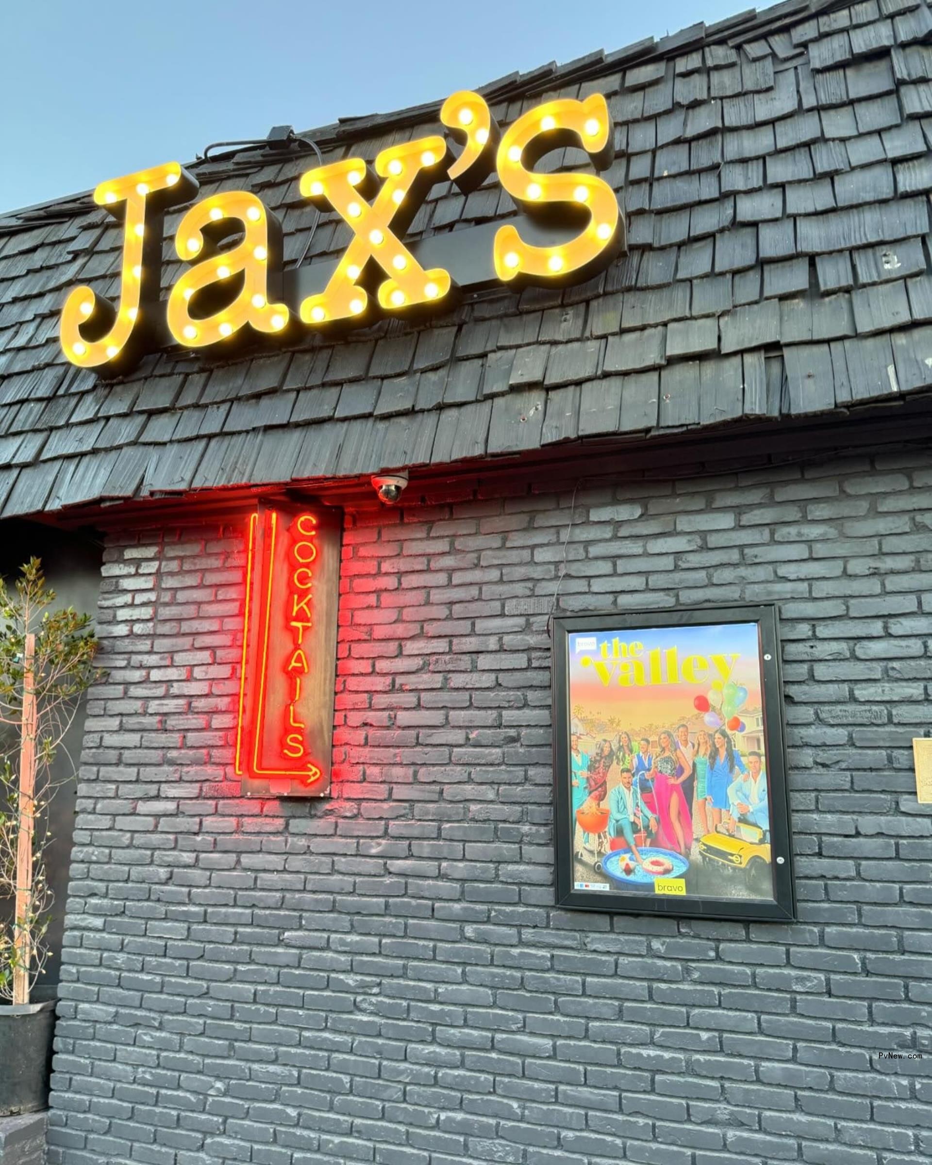 The outside sign of Jax's Bar