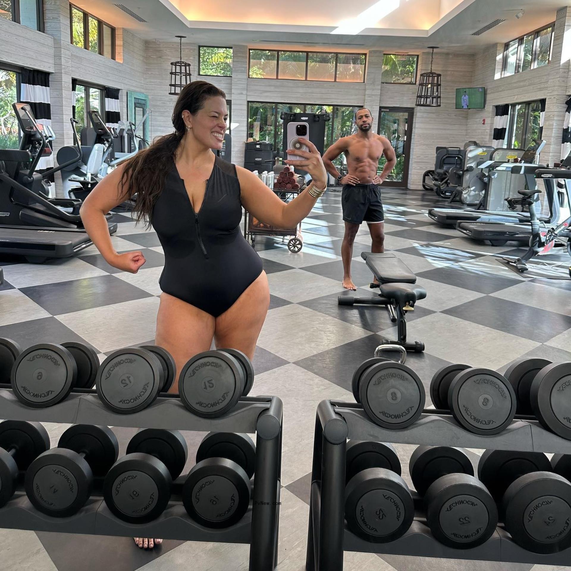 Ashley Graham at the gym. 