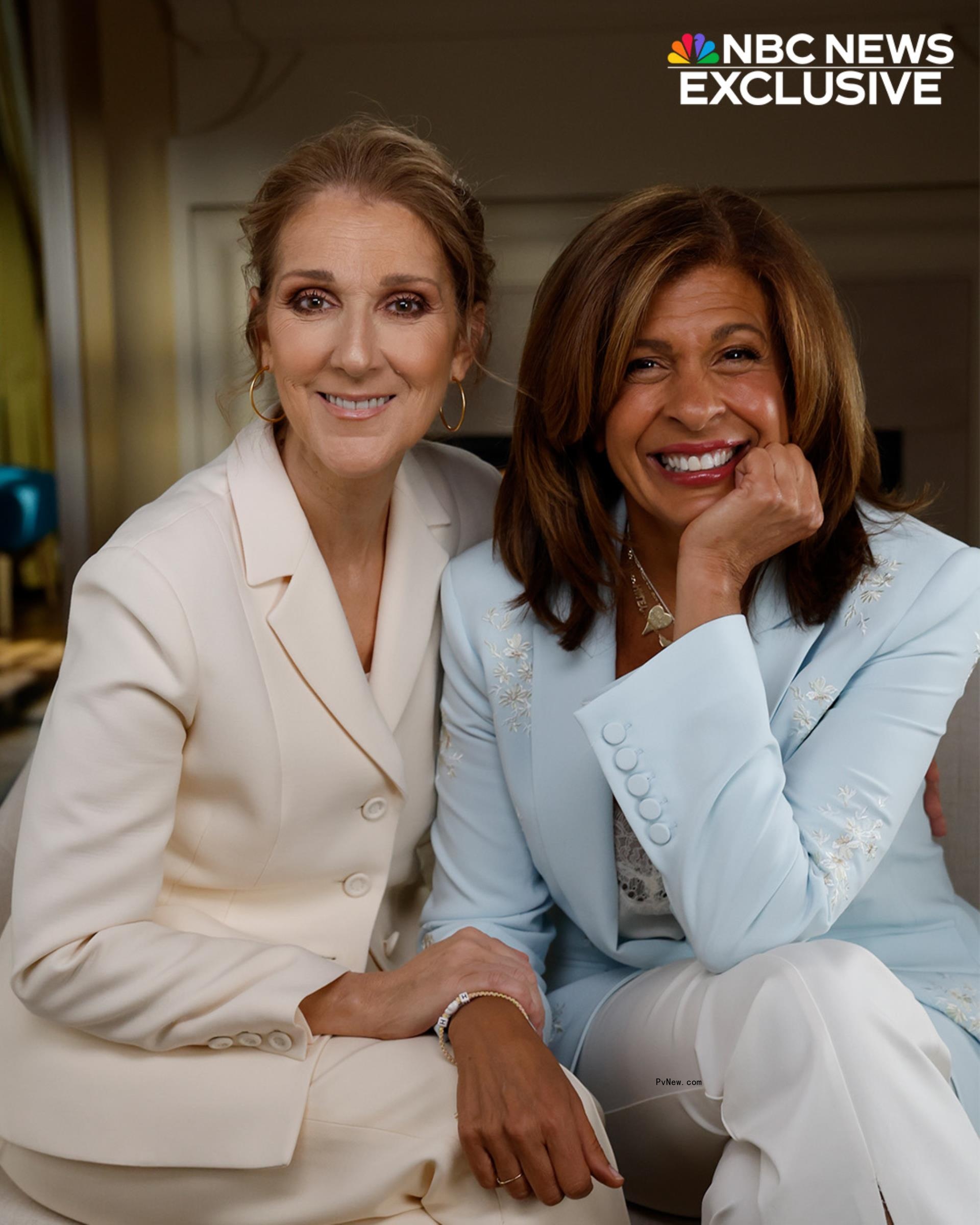 Celine Dion posing with Hoda Kotb.