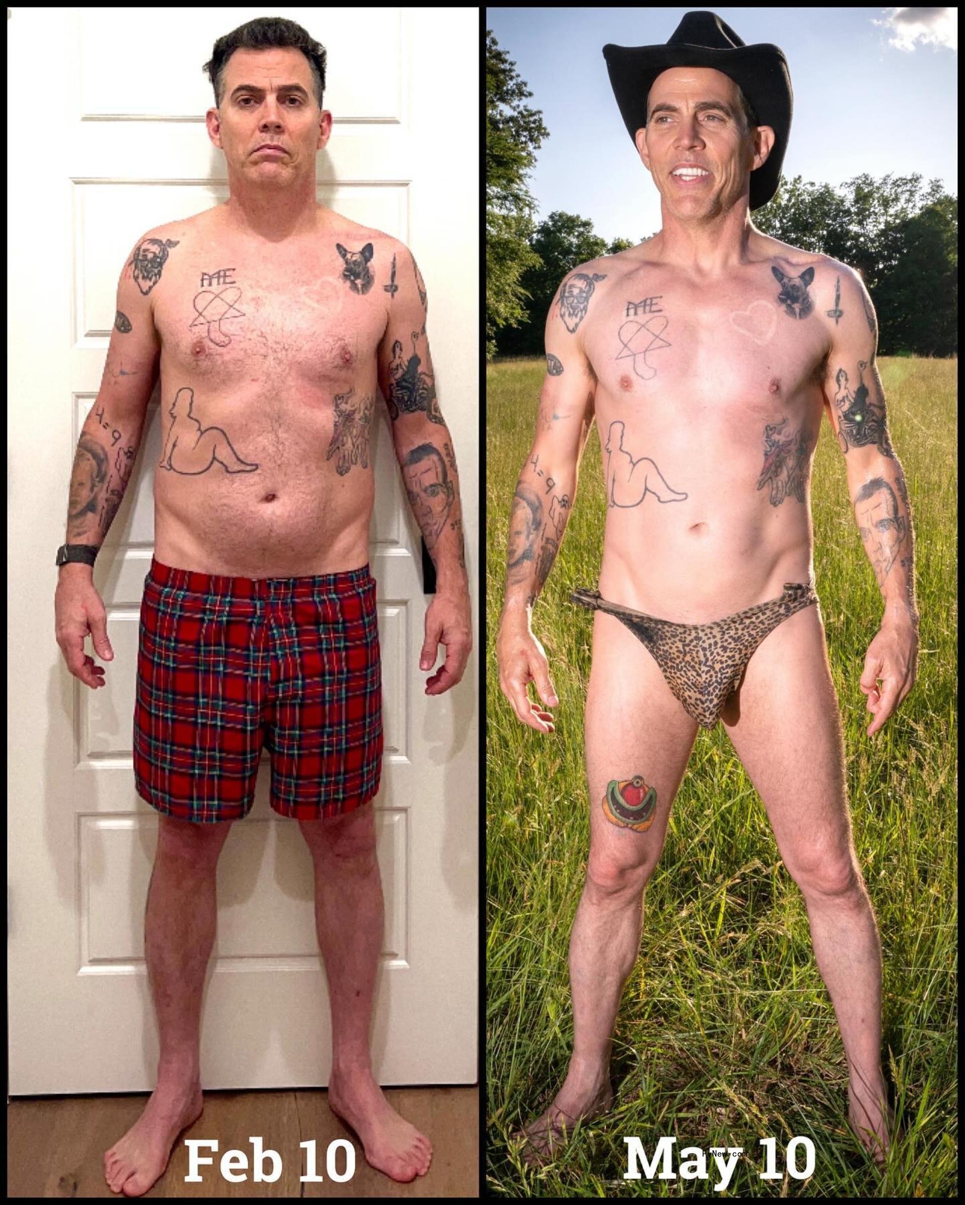 Steve-O and Bam Margera split image.